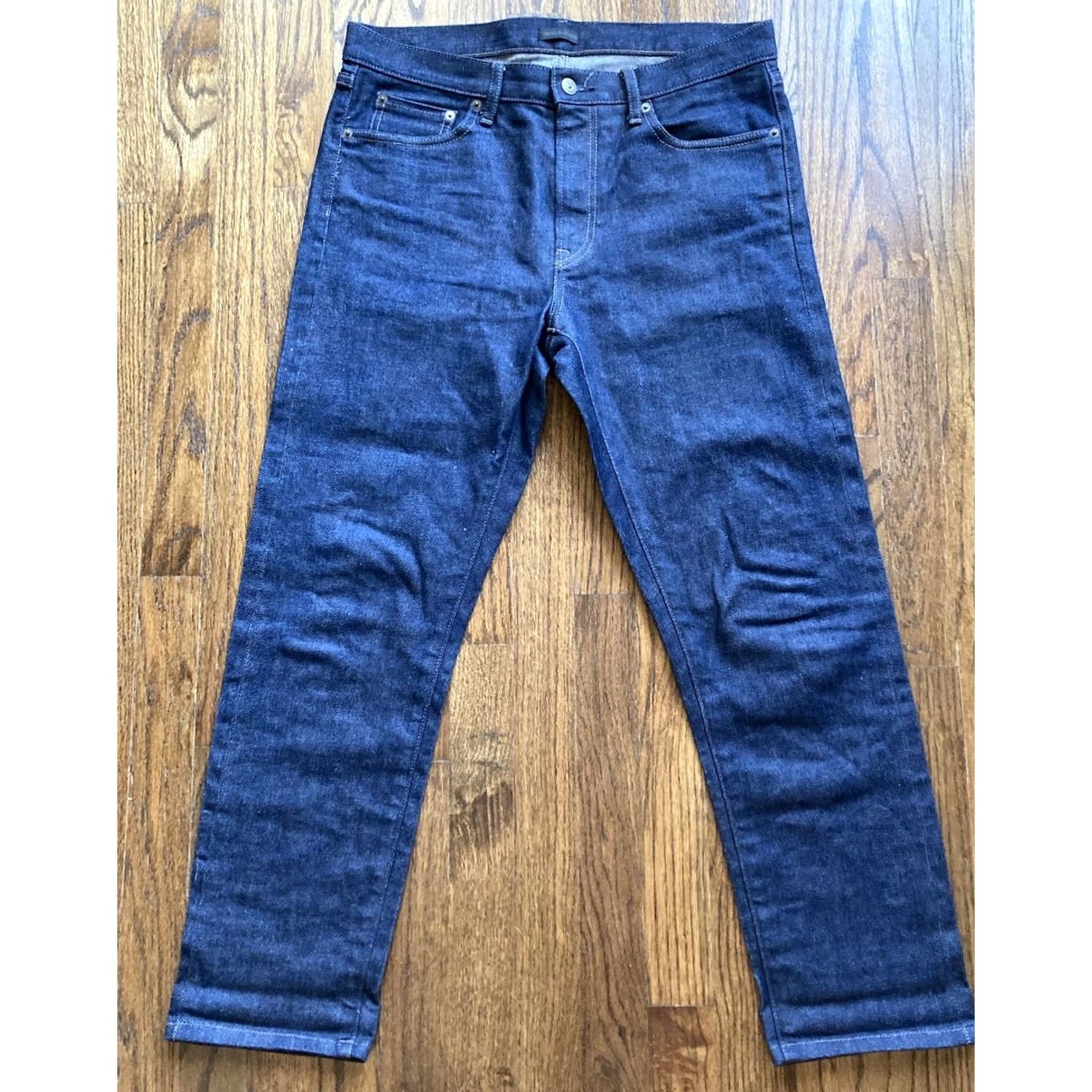 Uniqlo Uniqlo Mens Jeans Slim Straight Blue Size 32x27 Kaihara Selvedge Raw Denim Size US 32 / EU 48 - 2 Thumbnail