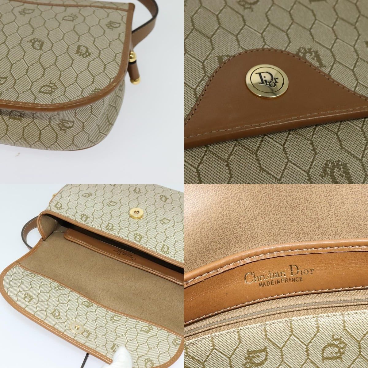 Dior DIOR Honeycomb Canvas Shoulder Bag Pvc Beige Gold Size ONE SIZE - 11 Thumbnail