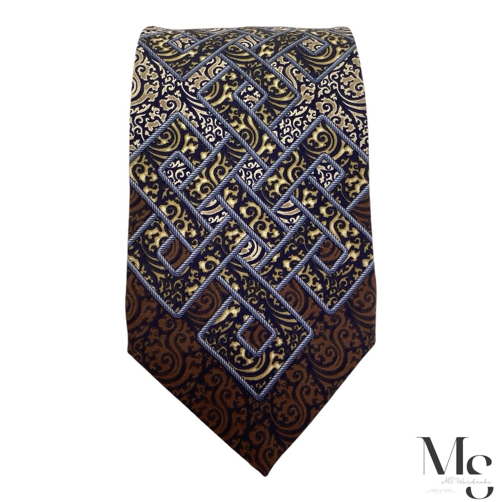 Gianfranco Ferre GIANFRANCO FERRE XL Brown Baroque Print Silk Tie Made In Ita Size ONE SIZE - 3 Thumbnail