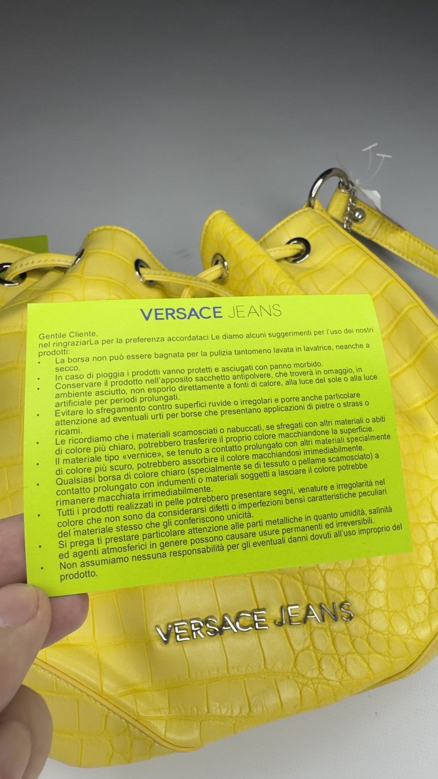 Versace Jeans Couture Versace Jeans Yellow Faux Croc Bucket Bag Size ONE SIZE - 8 Thumbnail