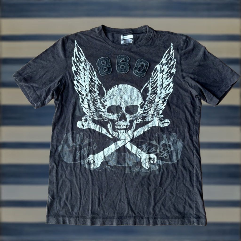Incu VINTAGE INC Cross Skull T-Shirt L Mens Black Cotton Embroidered Grunge Y2K Size US L / EU 52-54 / 3 - 1 Thumbnail