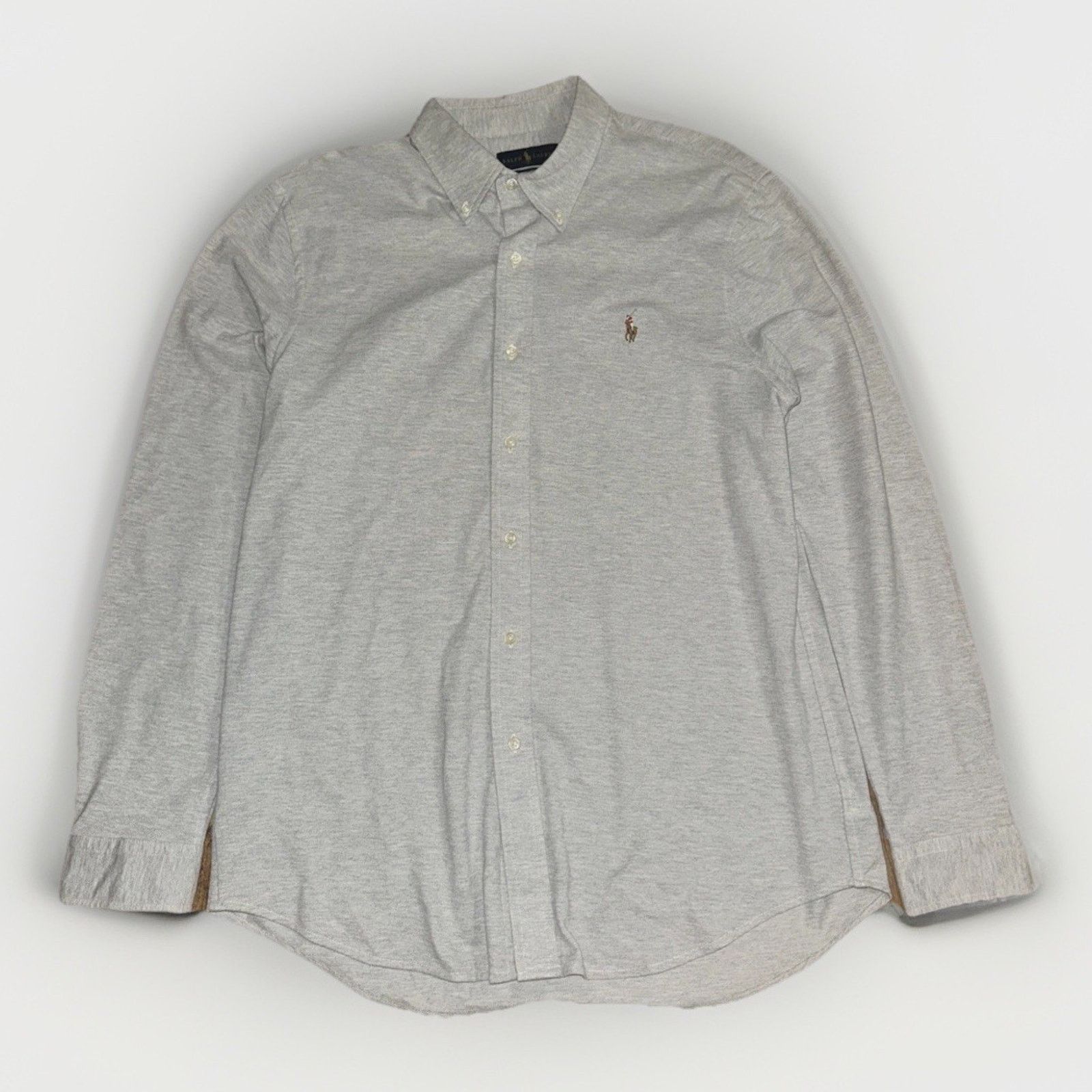 Ralph Lauren × Vintage Ralph Lauren Knit Oxford Gray Stretch Fabric Polo Pony Logo Size US XL / EU 56 / 4 - 1 Thumbnail