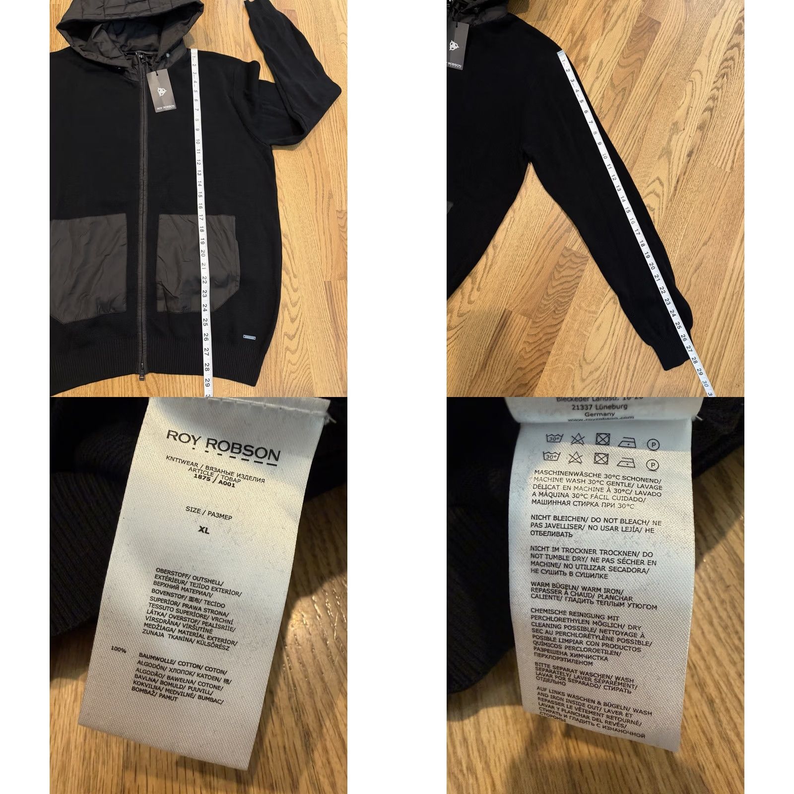 Vintage ROY ROBSON Full Zip Hoodie Sweatshirt Men’s XL Black NWT Size US XL / EU 56 / 4 - 8 Thumbnail