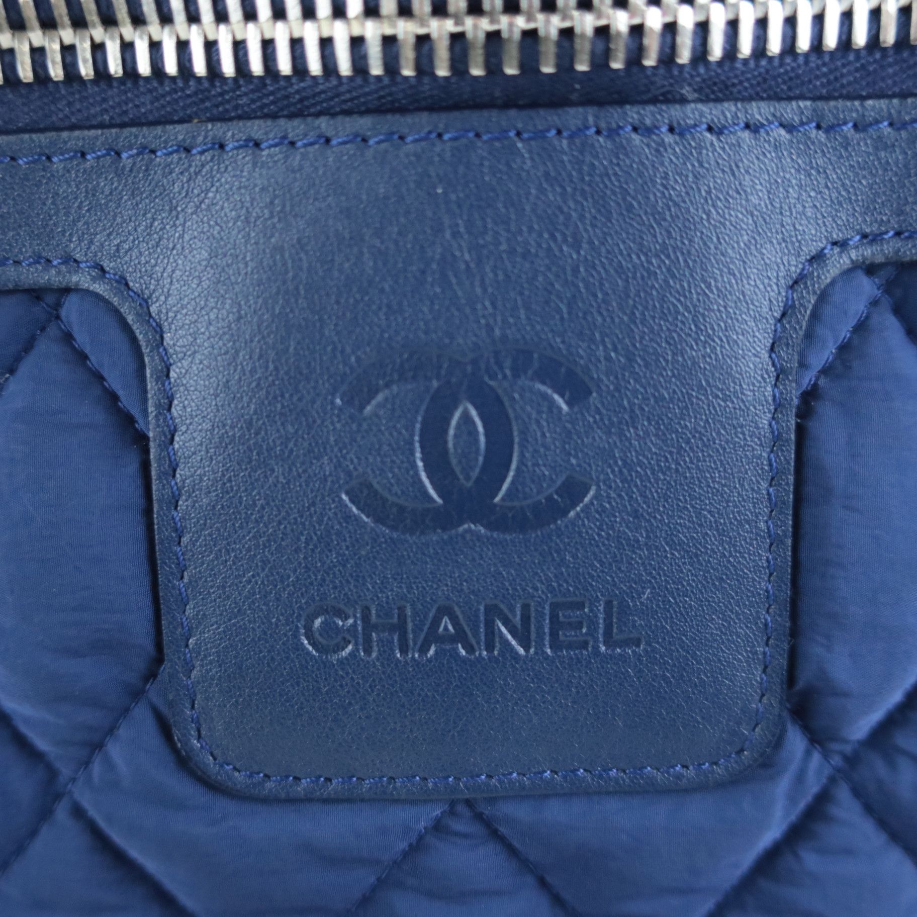 Chanel Blue Khaki Nylon Reversible Cocoon Tote
