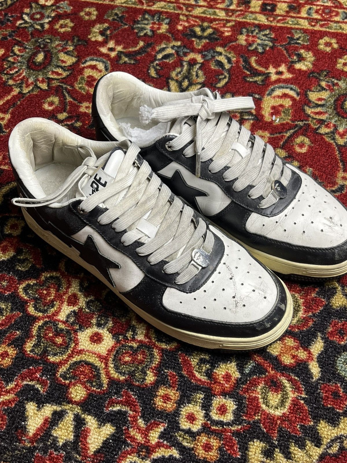 Bape A Bathing Ape Bapesta Low Black White 2021 Size US 11 / EU 44 - 2 Thumbnail