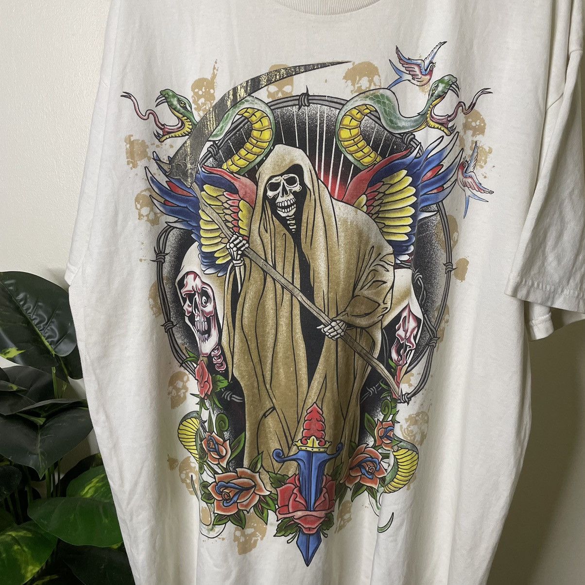Affliction × Ed Hardy × Nike Y2K Nike Skulls Affliction Ed Hardy Style T Shirt Size US XXL / EU 58 / 5 - 2 Thumbnail