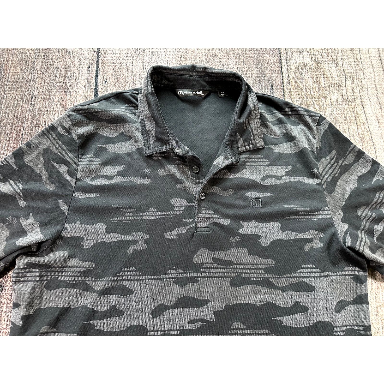 TravisMathew Travis Mathew Camouflage Polo Shirt Mens XXL Black Gray Size US XXL / EU 58 / 5 - 2 Thumbnail