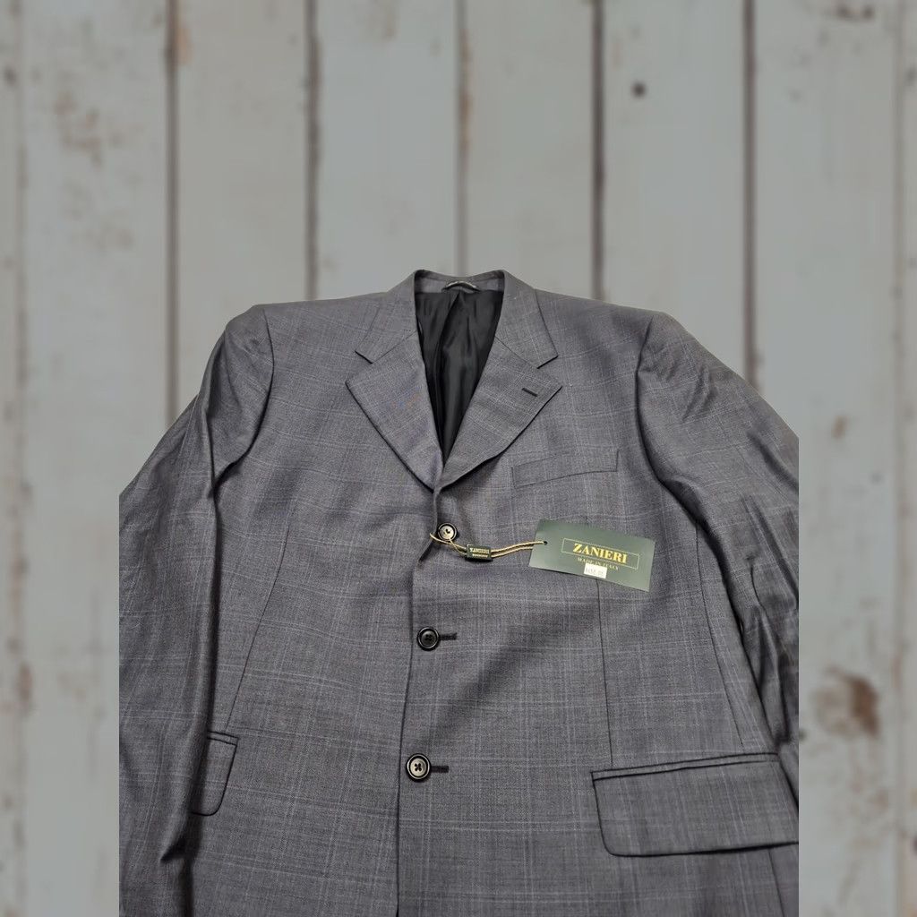 Vintage Zanieri Mens Suit 44 Long Gray Wool 110s Italy NWT 2 Piece Casual Formal Business Wedding Mens Size 44R - 1 Thumbnail