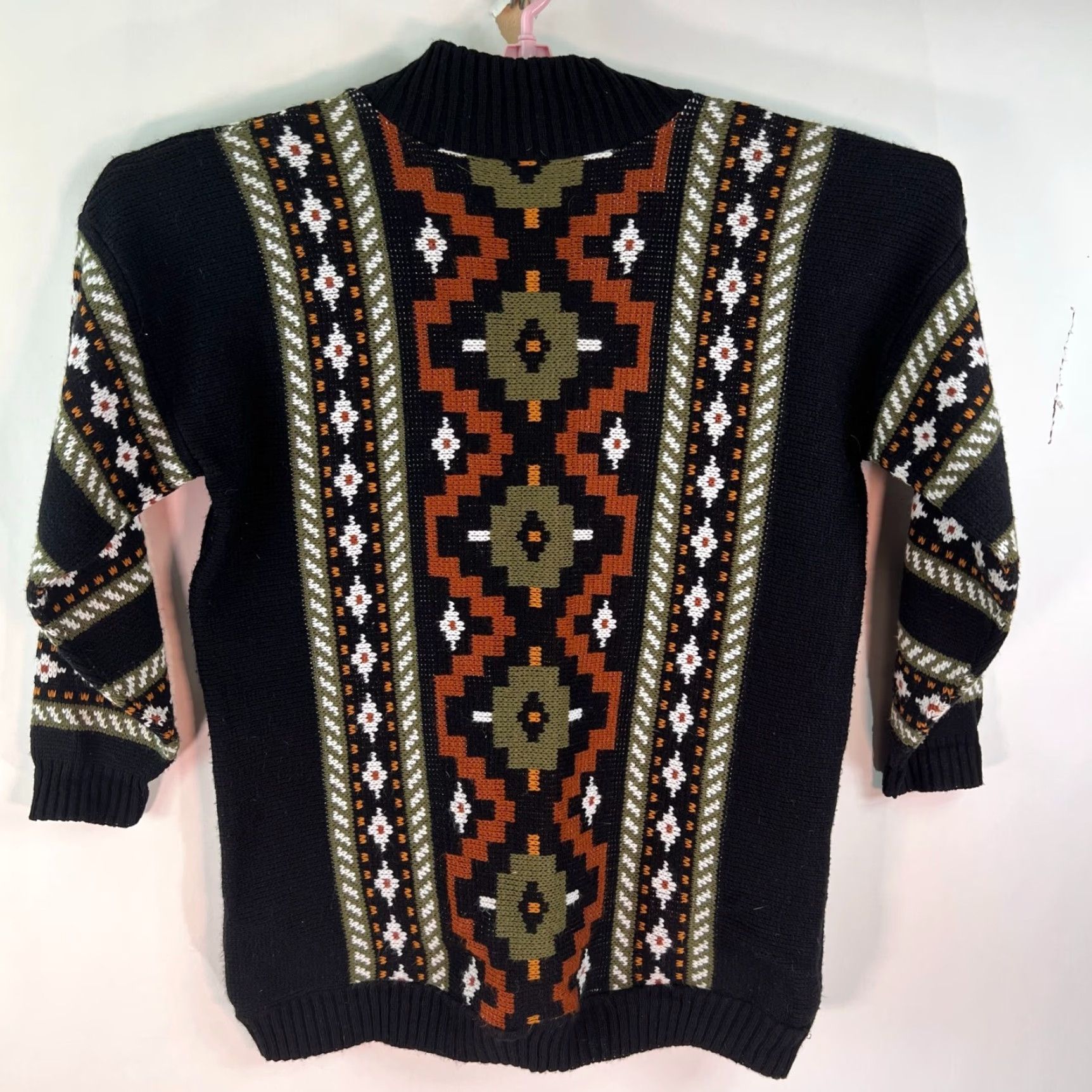 Vintage VTG Clifton Place Geometric Sweater Mens Size L Black Aztec USA Crew Neck Long Sleeve Pullover Knit Gift? Size US L / EU 52-54 / 3 - 5 Thumbnail