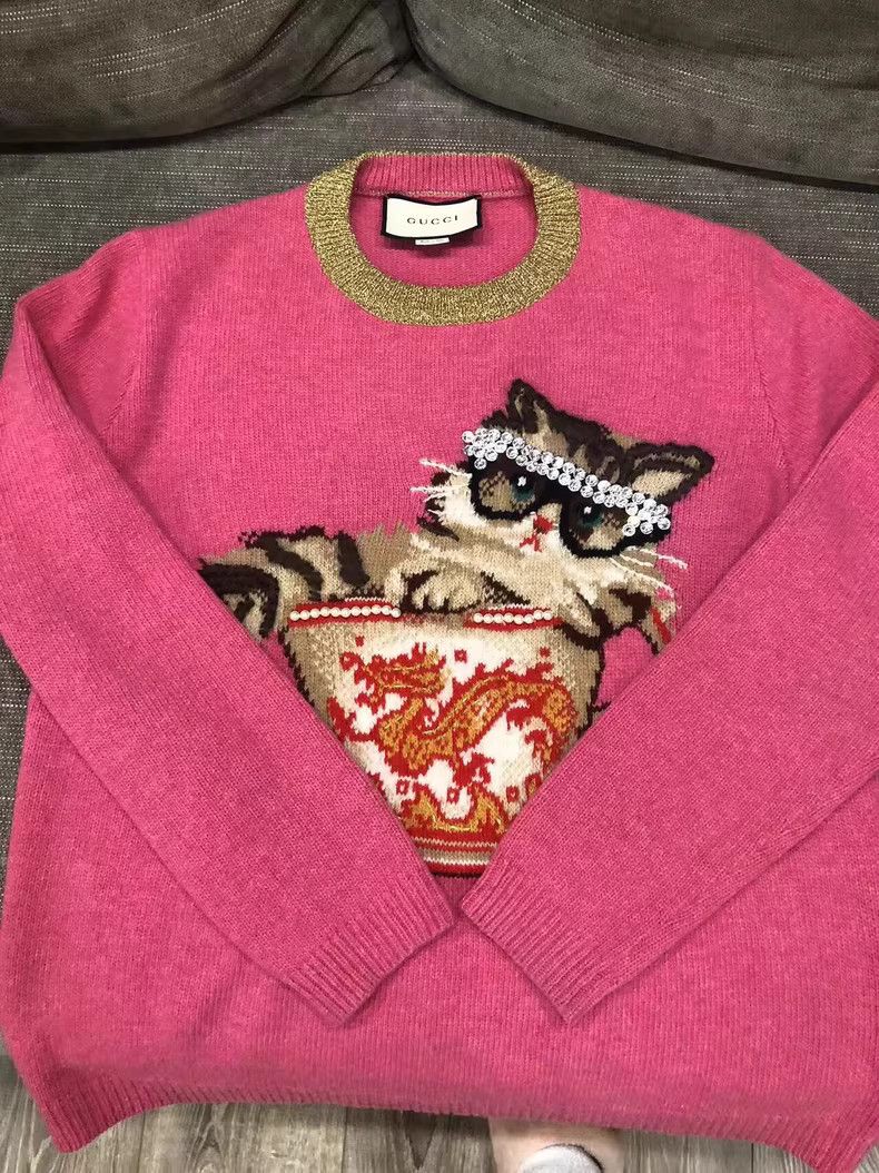 Gucci Gucci Cat Sweater in Pink Color-dmc Size M / US 6-8 / IT 42-44 - 1 Thumbnail