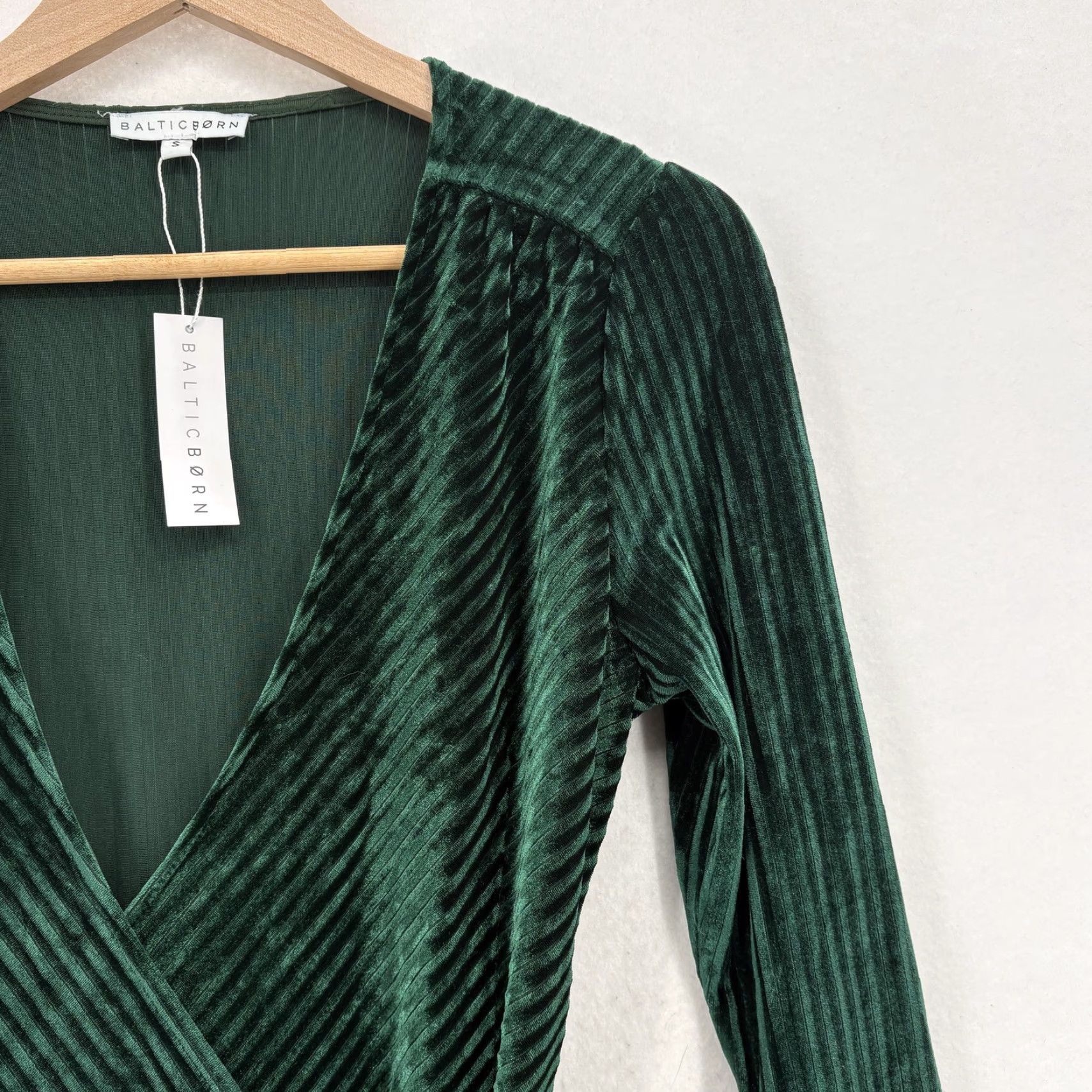 Born Baltic Born Velvet Wrap Maxi Dress Womens S Green Long Sleeve Formal Party Size S / US 4 / IT 40 - 3 Thumbnail