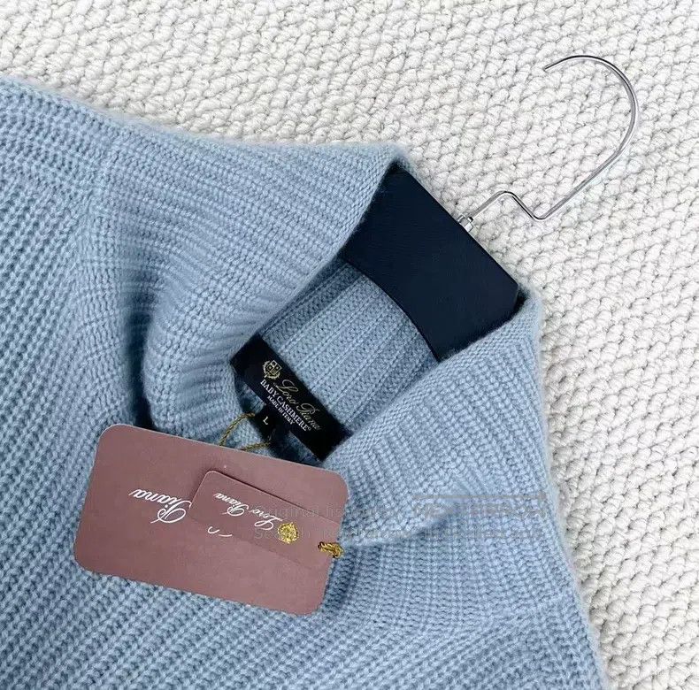 Loro Piana LORO PIANA Haze Blue Baby Cashmere High-Neck Knit Sweater Size US L / EU 52-54 / 3 - 3 Thumbnail