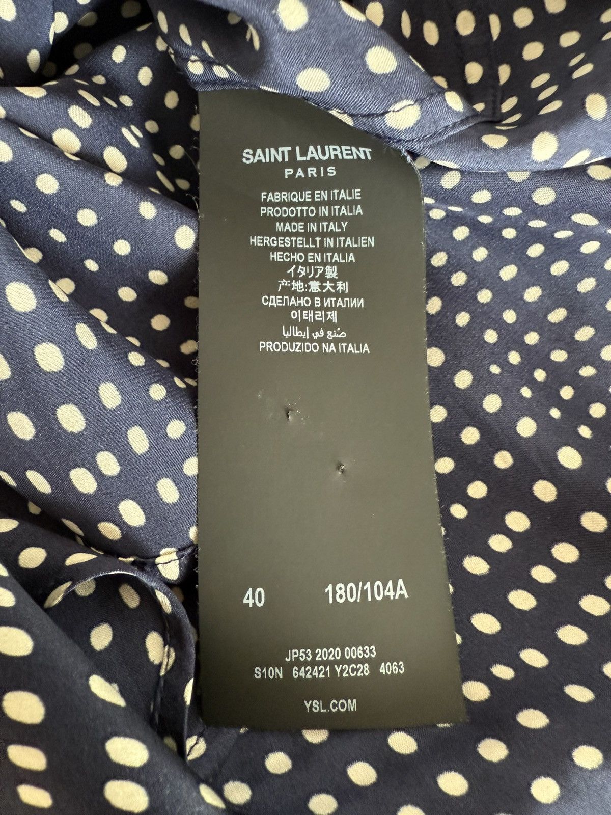 Saint Laurent Paris SS21 Saint Laurent Silky Polka Dot Shirt Size US M / EU 48-50 / 2 - 13 Thumbnail