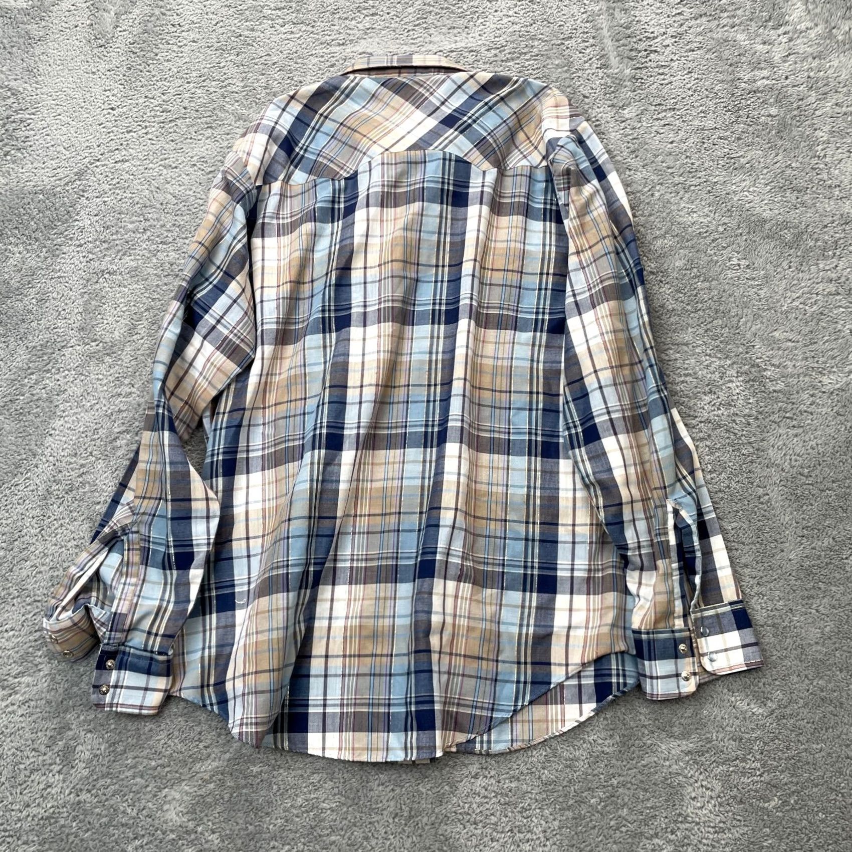 Levi's VINTAGE Levi's Shirt Mens Large Blue Plaid Cotton Pearl Snap Cowboy Western 80s Size US L / EU 52-54 / 3 - 2 Thumbnail