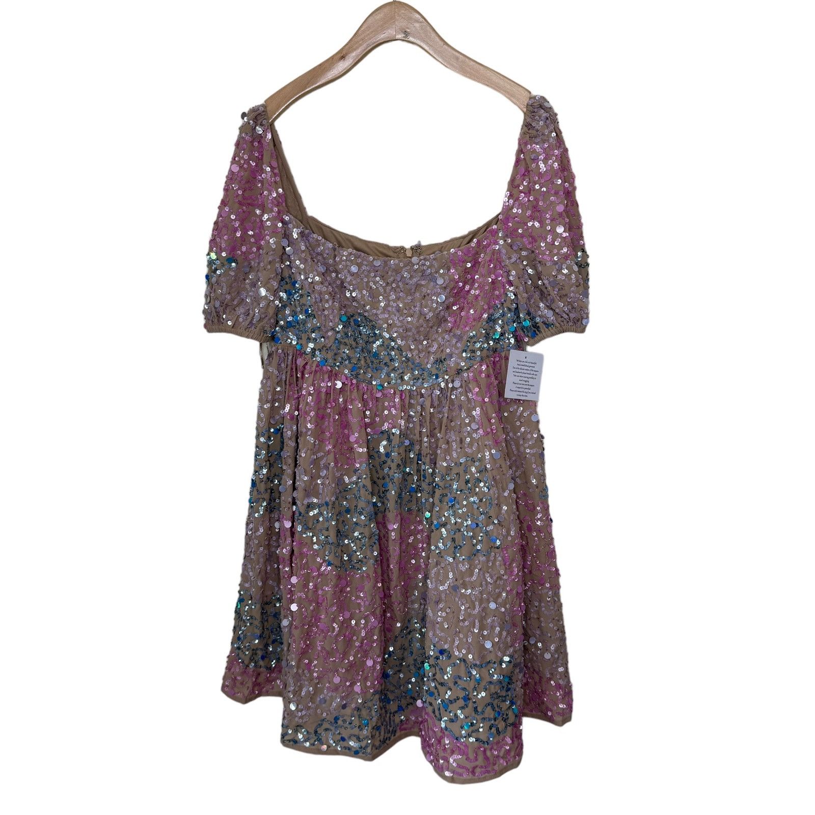 Asos ASOS MAYA DELUXE Puff Sleeve Sequin Mini dress Pink Blue 4 Size S / US 4 / IT 40 - 1 Thumbnail