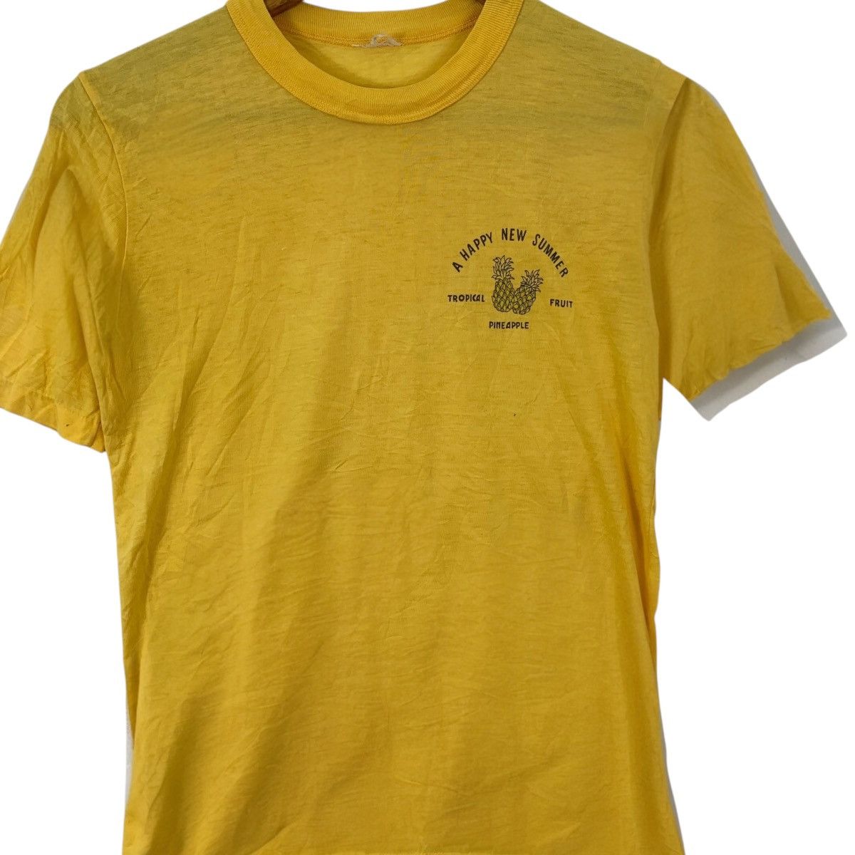 Vintage Vintage 70’ HAWAII TROPICAL PINEAPPLE Fruit Yellow Tee Size XS / US 0-2 / IT 36-38 - 3 Thumbnail