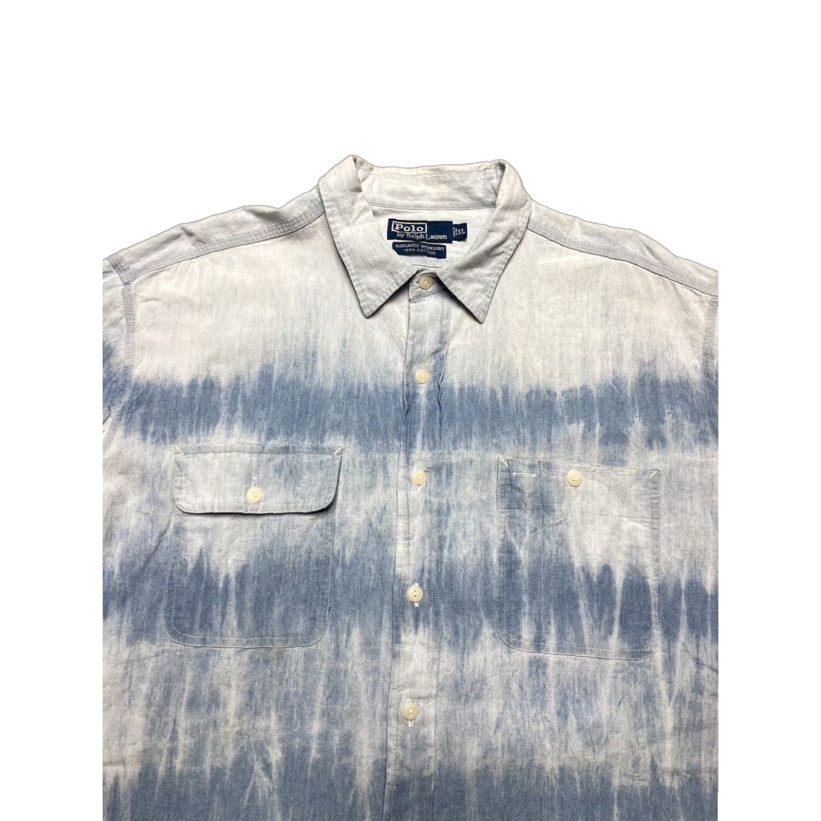 Polo Ralph Lauren VINTAGE Polo Ralph Lauren Workshirt dungaree chambray short sleeve XL Men’s Blue 27.5” pit 33.5” Shirt Mens Size US XL / EU 56 / 4 - 1 Thumbnail