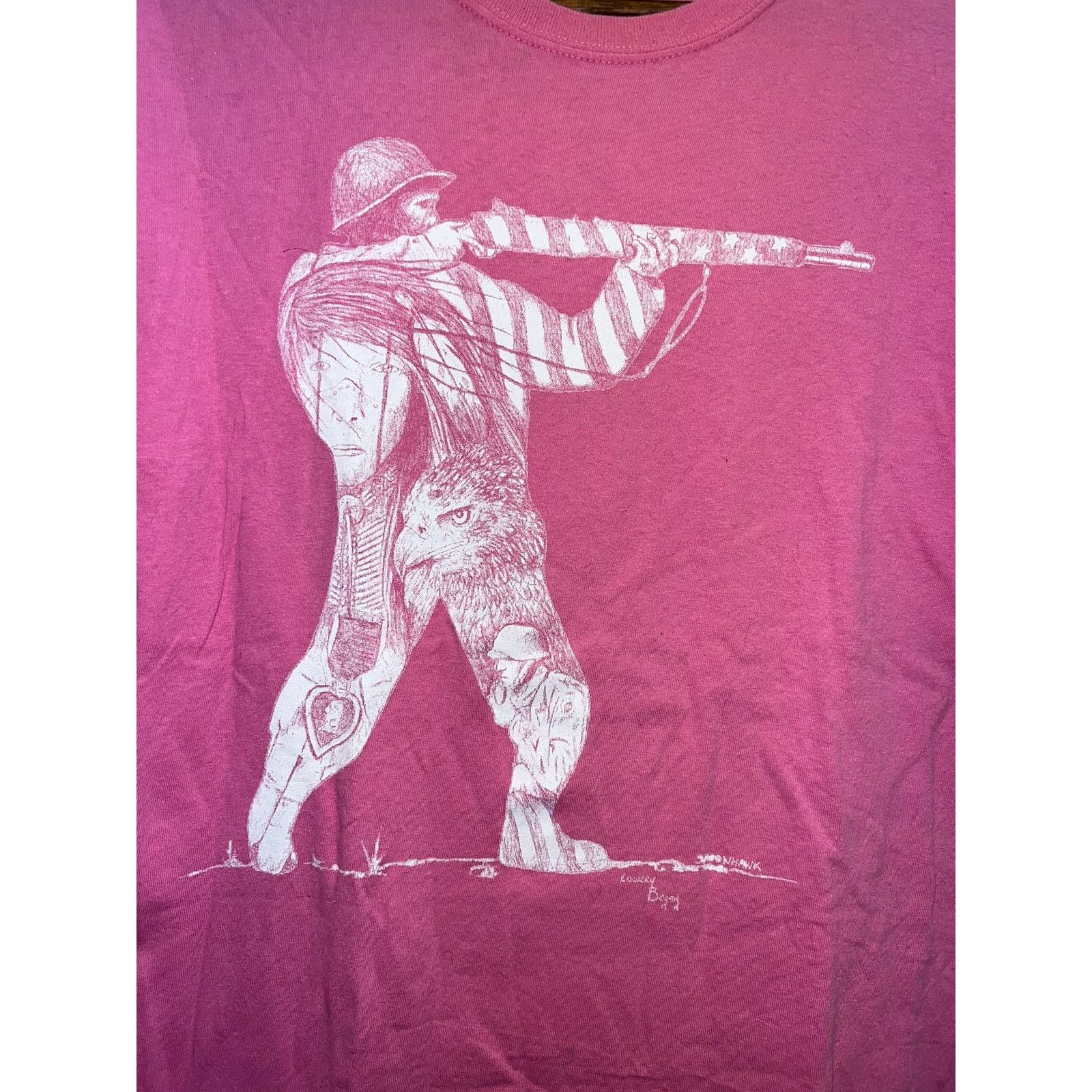 Gildan One Nation Shirt Pink Walking Together Soldier Native M Size US M / EU 48-50 / 2 - 6 Thumbnail