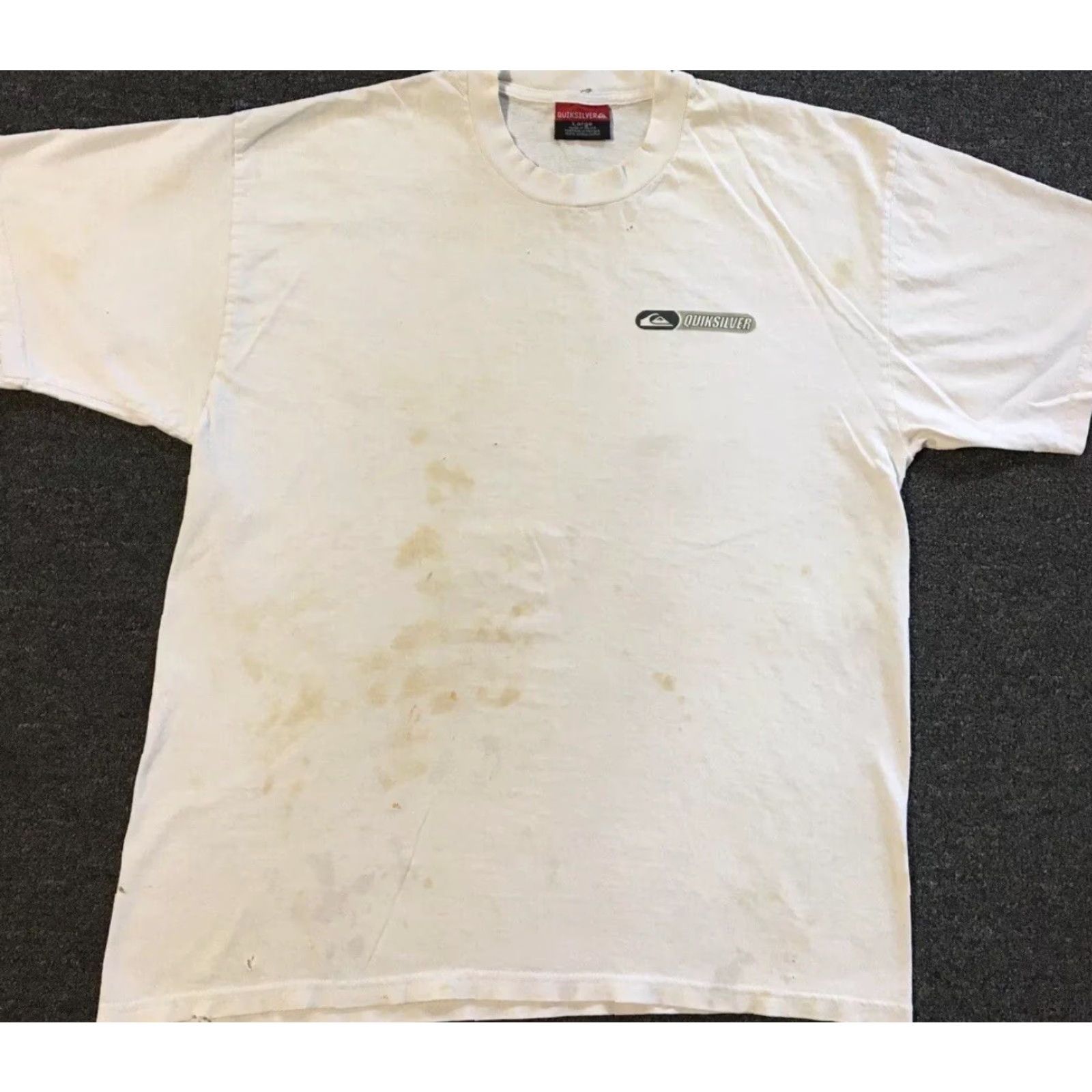 Billabong VINTAGE Quiksilver Thrashed Faded Distressed Shirt L Surf Skate Grunge Punk 90s Y2K Ocean Pacific Hawaii Destroyed Spellout White Mens T-Shirt Size US L / EU 52-54 / 3 - 2 Thumbnail