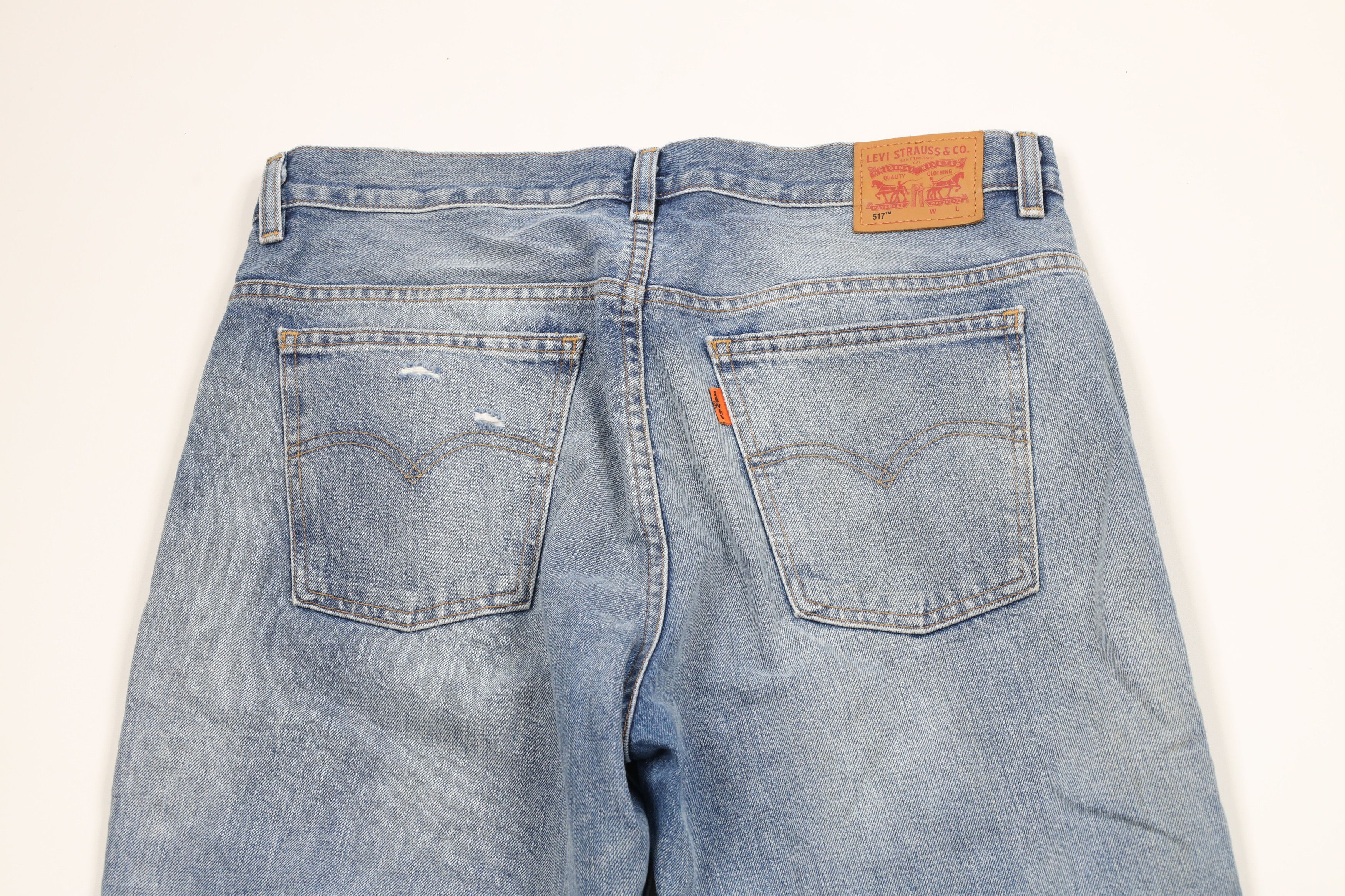 Levi's × Vintage Vintage Y2K Levis 517 Orange Tab Flared Bootcut Denim Jeans Size 31" - 11 Thumbnail