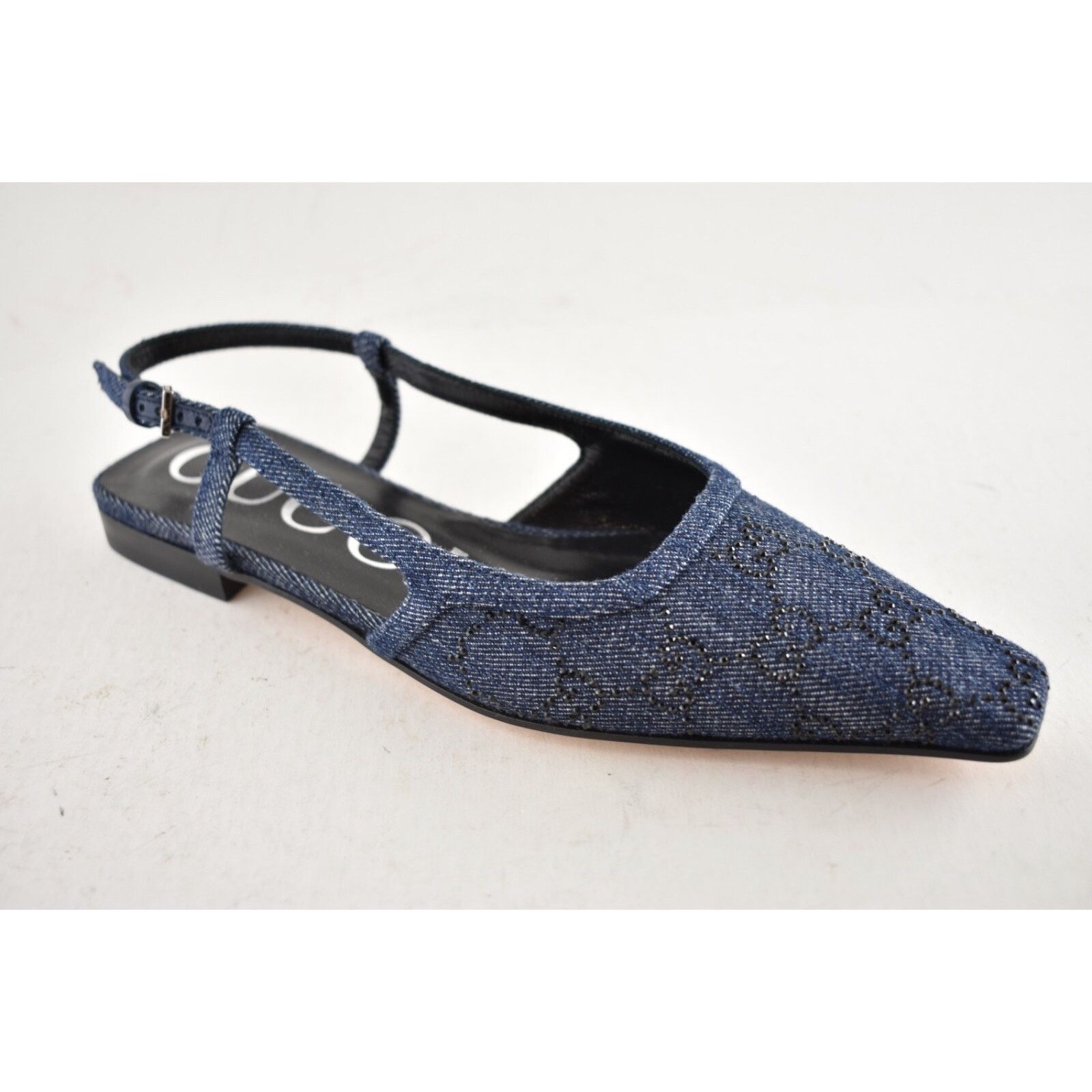 Gucci Gucci Demi Denim Blue Black Crystal Slingback Ballerina Size US 6 / IT 36 - 4 Thumbnail