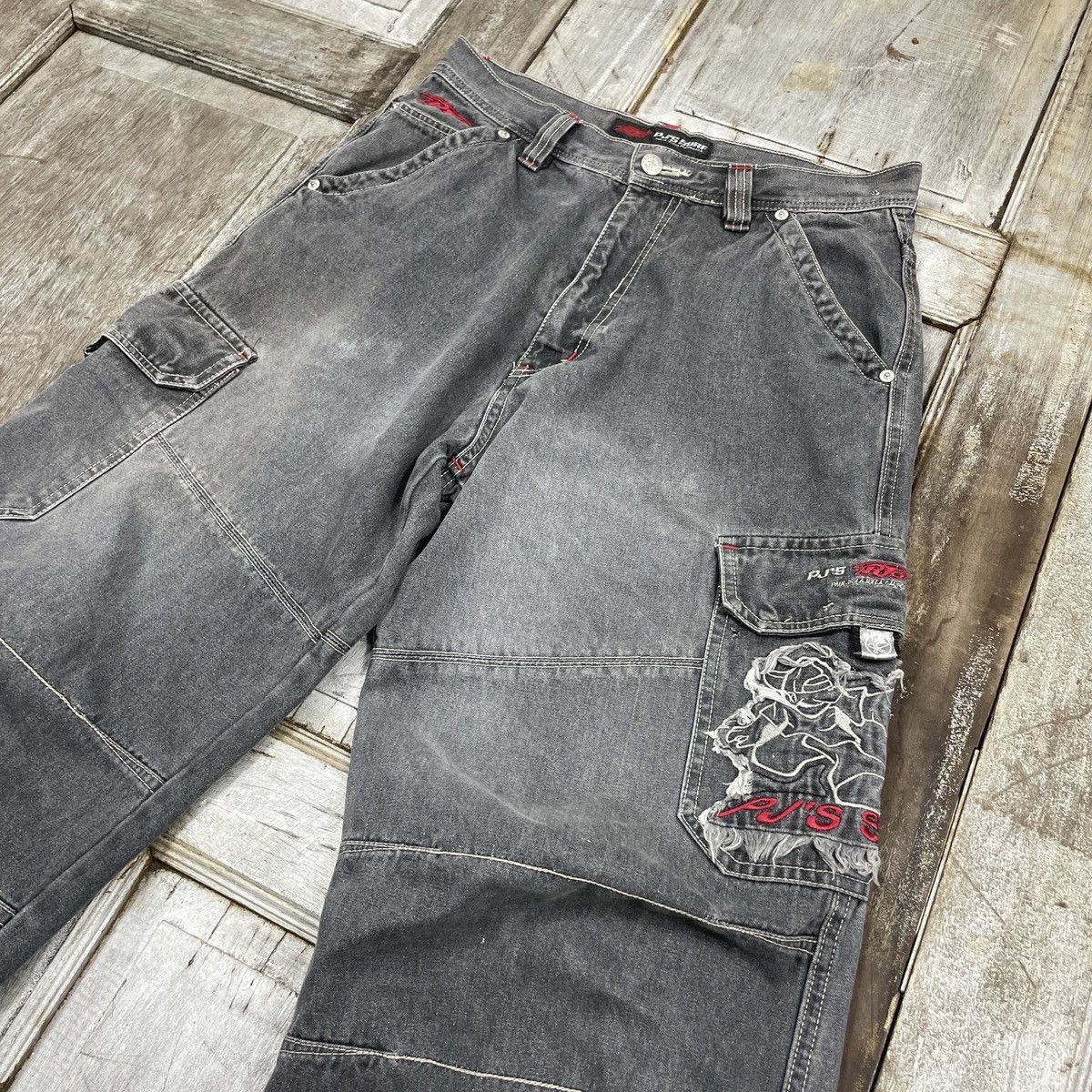Japanese Brand × Vintage Vintage PJS Surf Cargo Grey Baggy Pants Size US 30 / EU 46 - 1 Thumbnail
