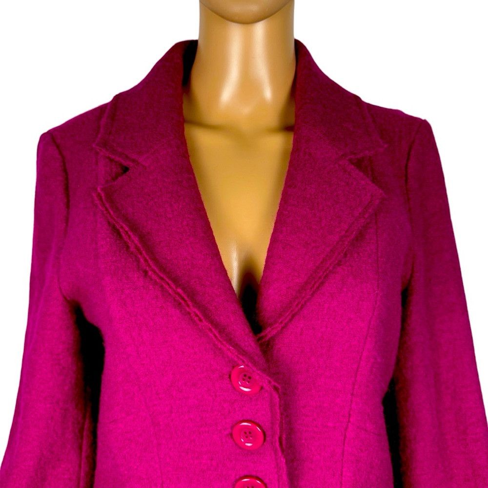 Other Valerie Bertinelli 100% Wool Dark Pink Cardigan Jacket Size M / US 6-8 / IT 42-44 - 2 Thumbnail