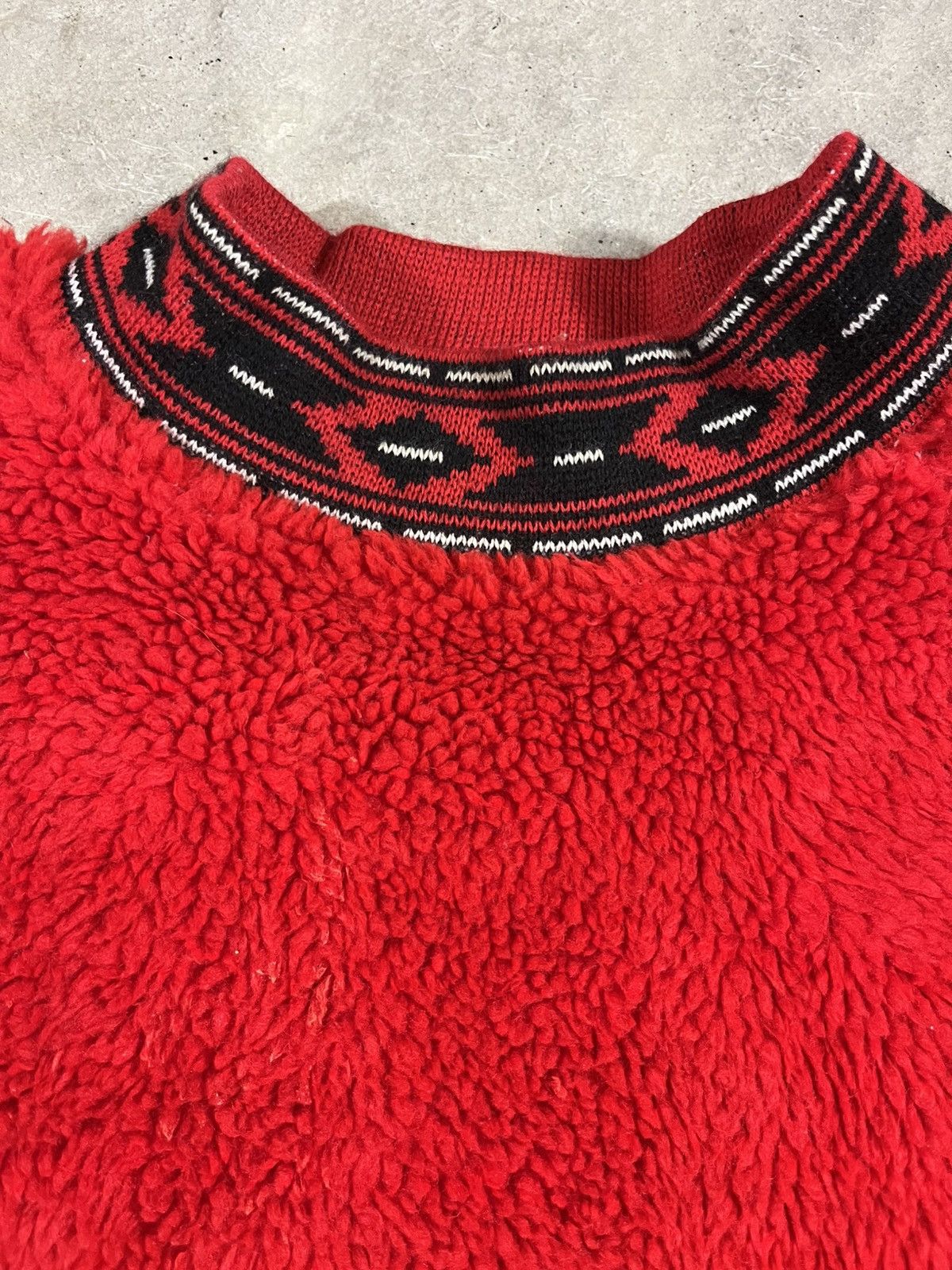 Vintage Vintage 70s Deep Pile Sweatshirt Two Tone Red Size US XL / EU 56 / 4 - 4 Thumbnail
