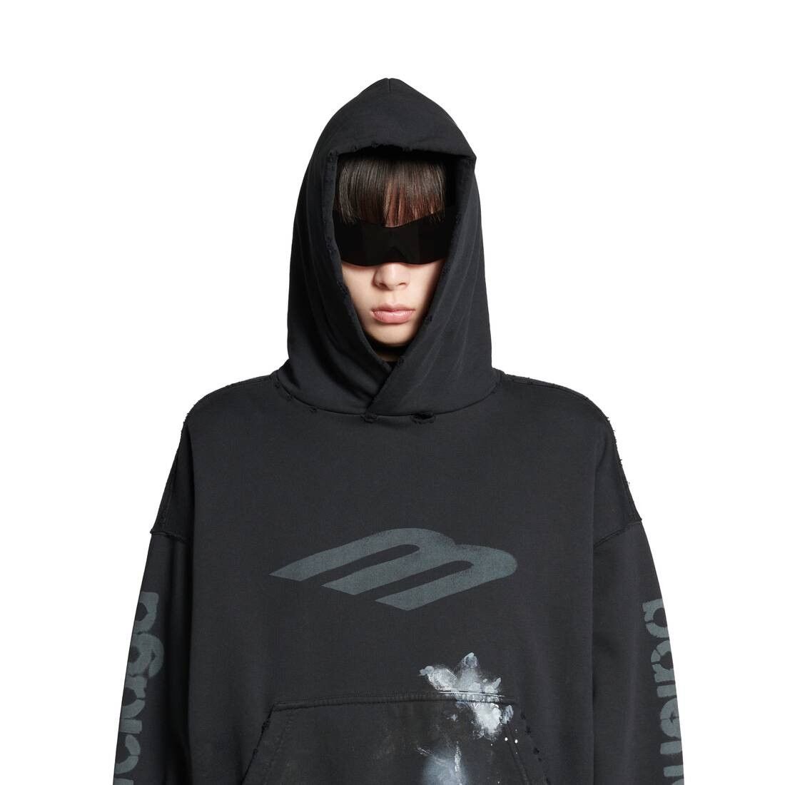 Balenciaga o1w1db10226 3B Stencil Hoodie Medium Fit in Black Size US XXS / EU 40 - 5 Thumbnail