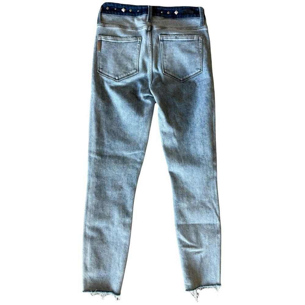 Paige PAIGE Verdugo Ankle Skinny Jeans Raw Hem Two Tone Studded 26 Size 26" / US 2 / IT 38 - 4 Thumbnail