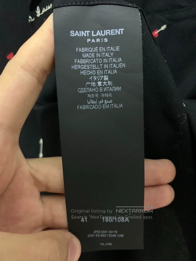 Saint Laurent Paris Saint Laurent Paris size 41 Cuban collar slogan heart arro Size US M / EU 48-50 / 2 - 4 Thumbnail