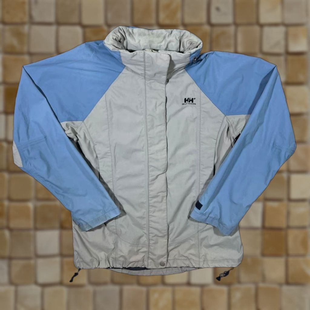 Helly Hansen Helly Hansen Jacket Windbreaker Hooded Nylon Zip Sailing Hiking Blue Beige Large Mens Regular Size L Size US L / EU 52-54 / 3 - 1 Thumbnail