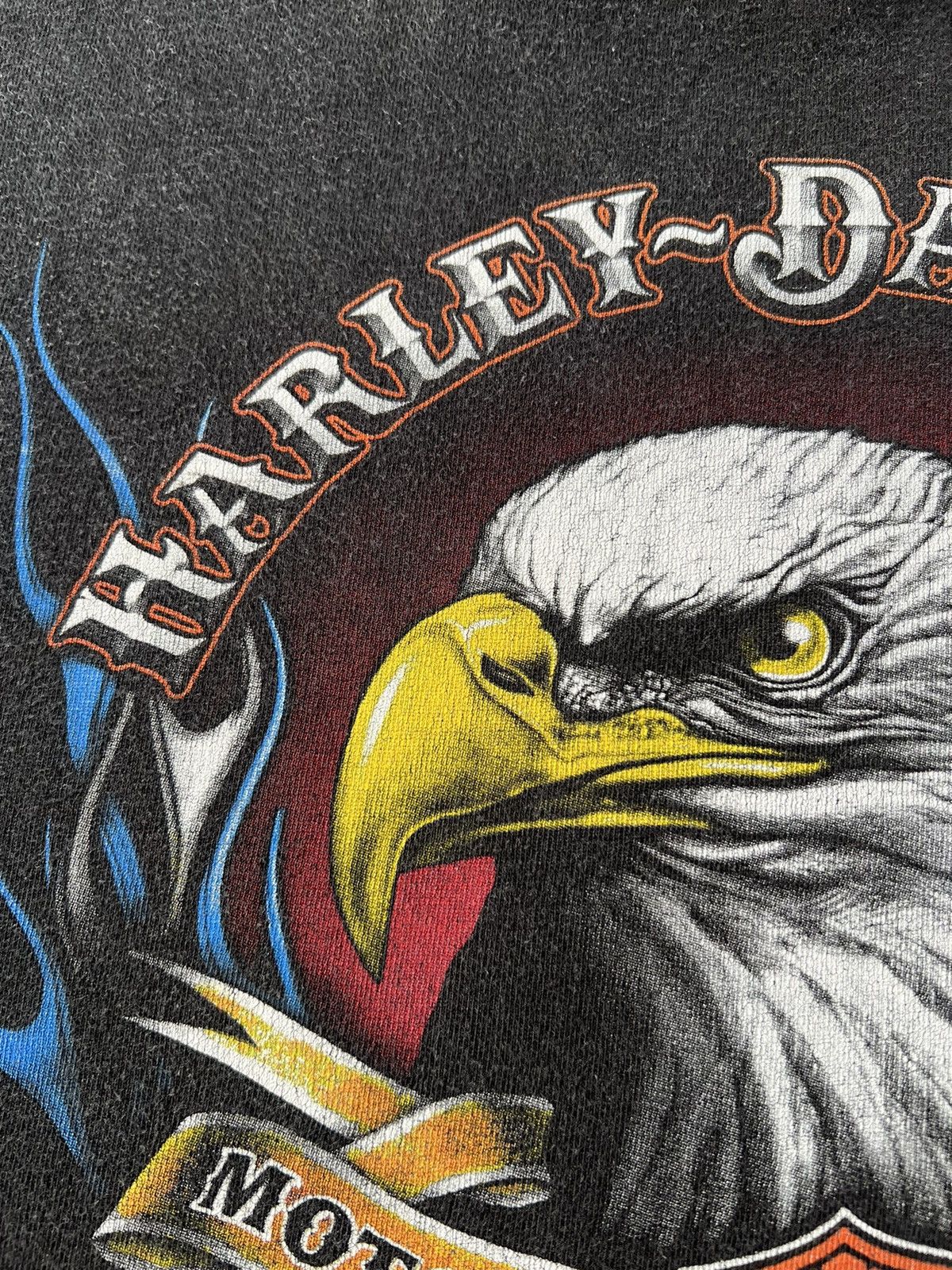 Harley Davidson Vintage 2013 Harley Davidson Eagle Fire Flame Black T-shirt Size US L / EU 52-54 / 3 - 5 Thumbnail