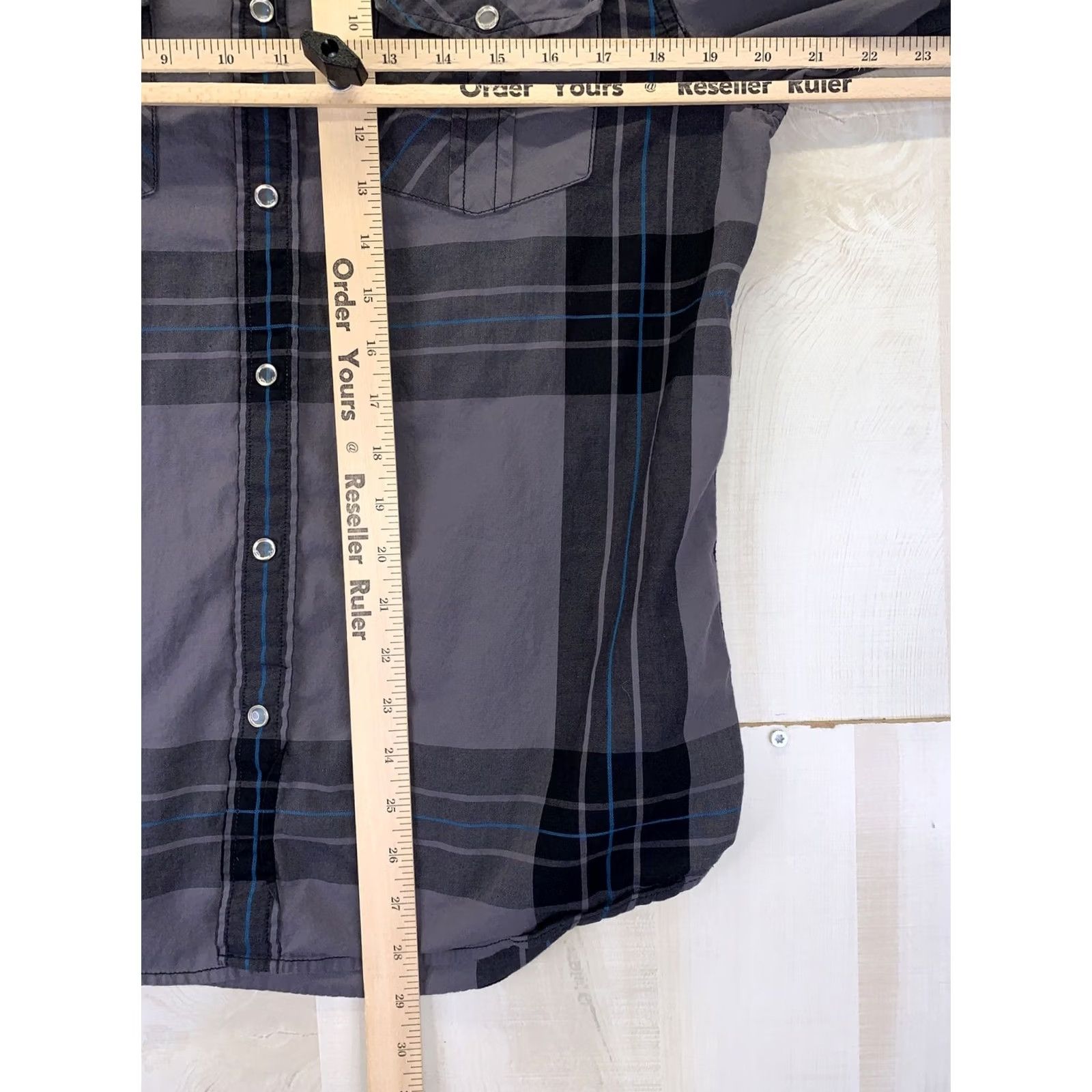 Guess VINTAGE GUESS Shirt Mens Medium Gray Plaid Clear Snap Front Button-Up Collared Long Sleeve Casual Autumn Winter 90s Mens Size US M / EU 48-50 / 2 - 6 Thumbnail