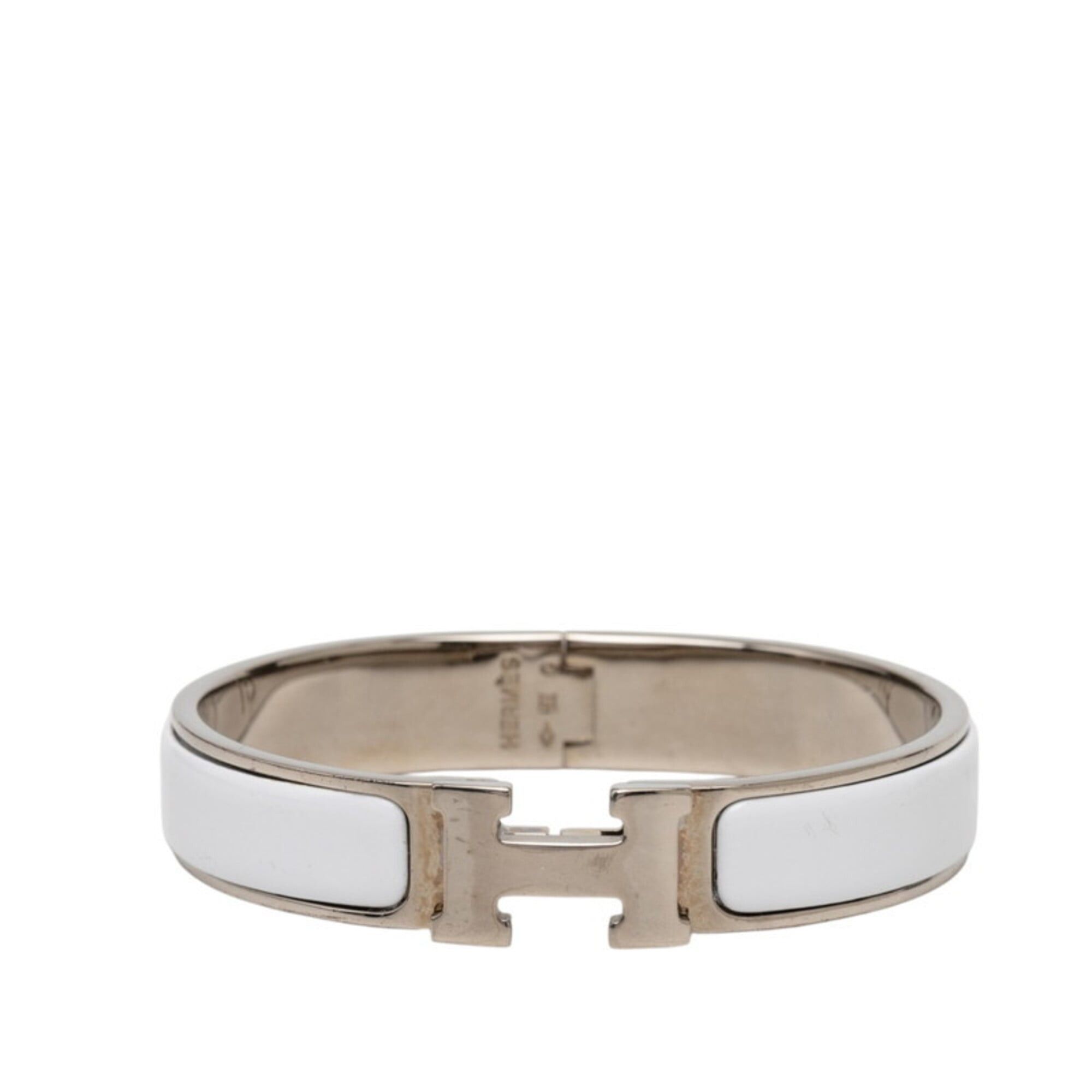 Hermes Hermes Click H PM Bracelet, Silver, White Metal Enamel, Women's Size ONE SIZE - 1 Thumbnail
