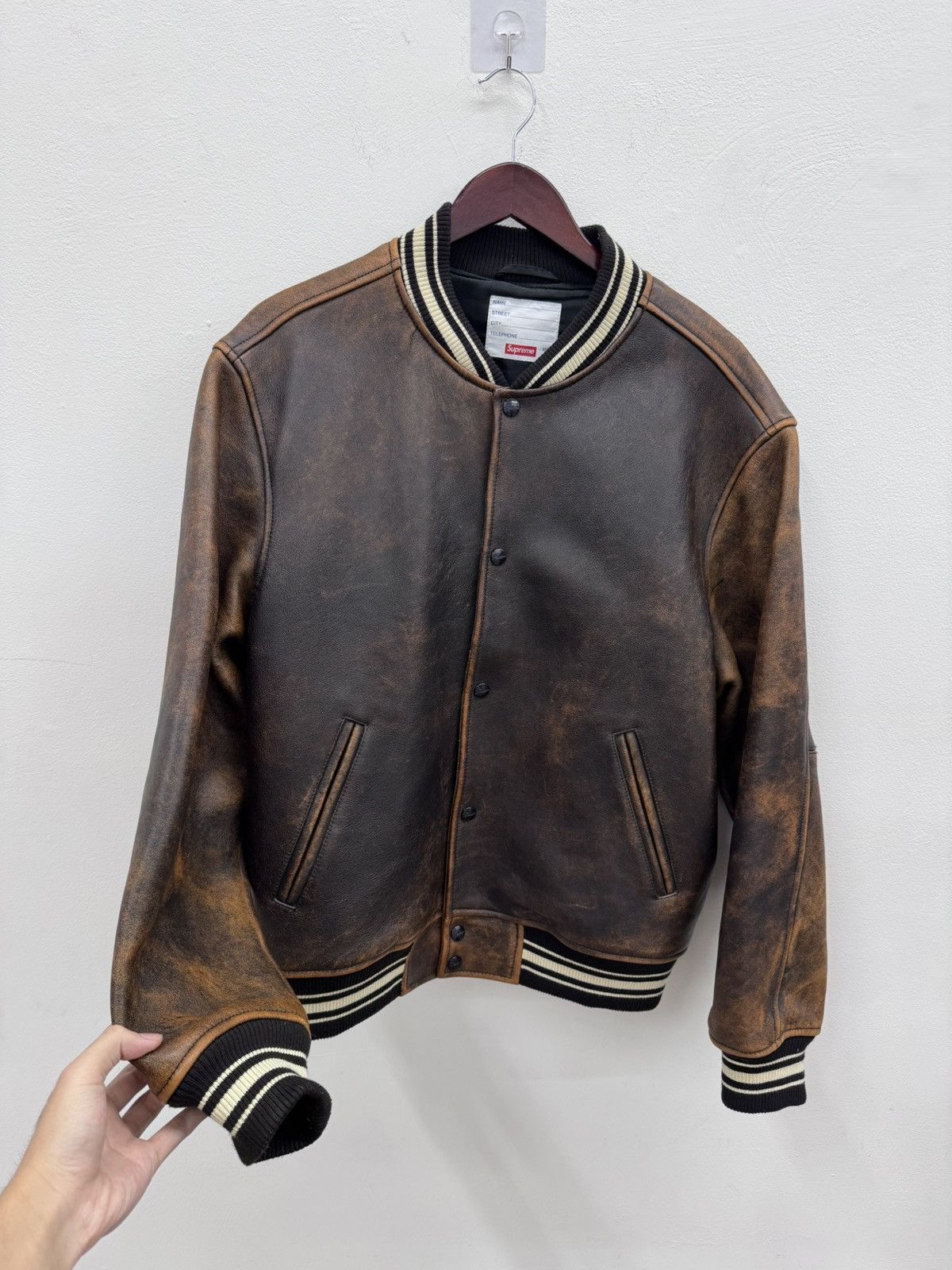 Supreme Supreme Worn Leather Varsity Jacket Size US L / EU 52-54 / 3 - 2 Thumbnail