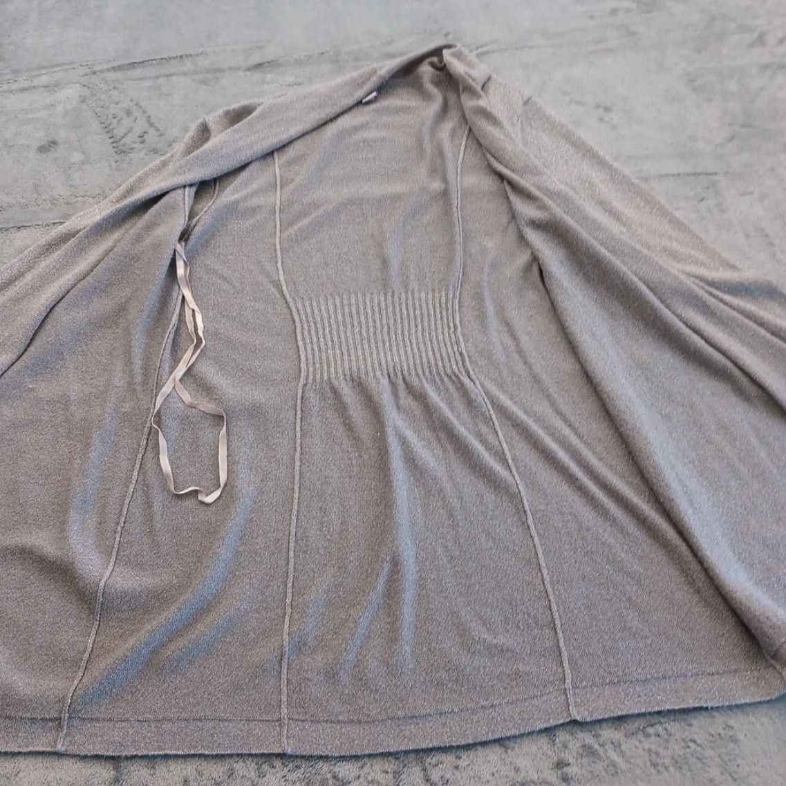 Vintage Chico's Sweater Cardigan Womens Size 2 Gray Open Mid Length Long Sleeve V-Neck Glitter Knit Size XS / US 0-2 / IT 36-38 - 4 Thumbnail
