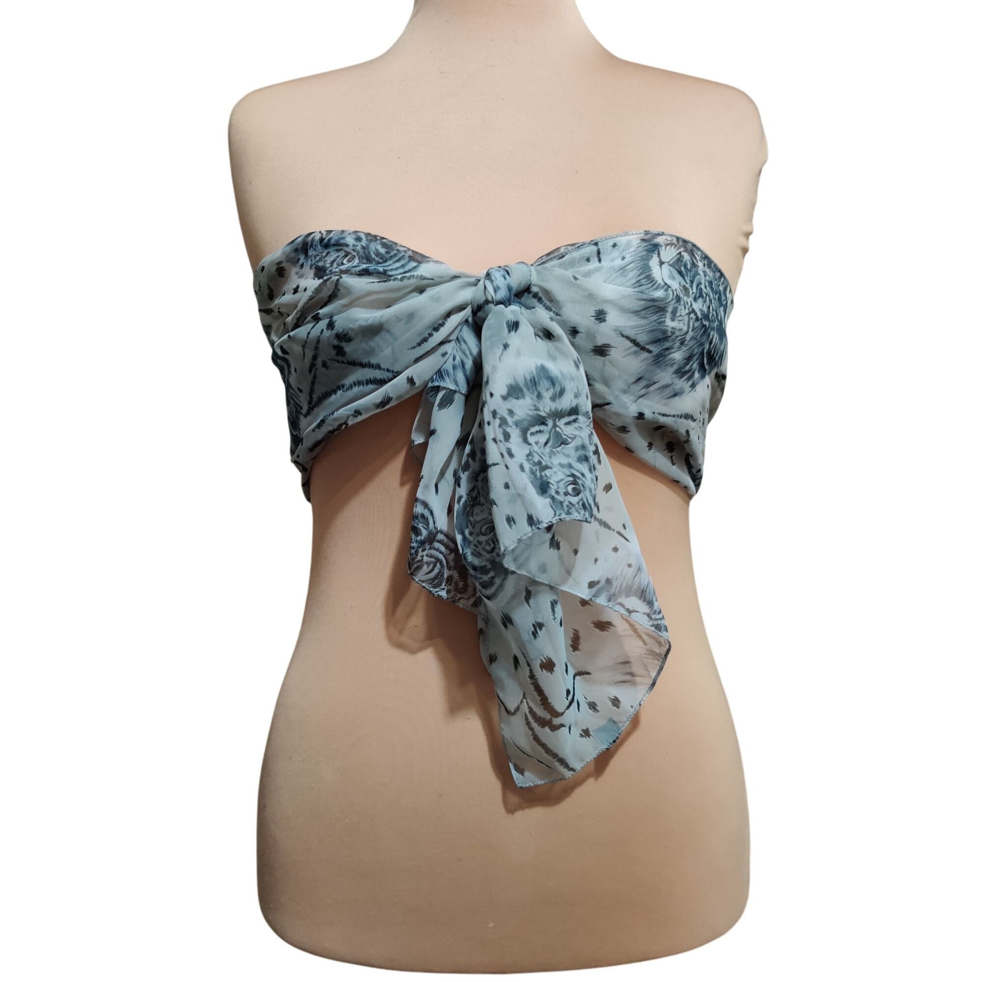 Other Sheer Gray Animal Print Scarf Lightweight Lion Leopard Graph Size ONE SIZE - 4 Thumbnail