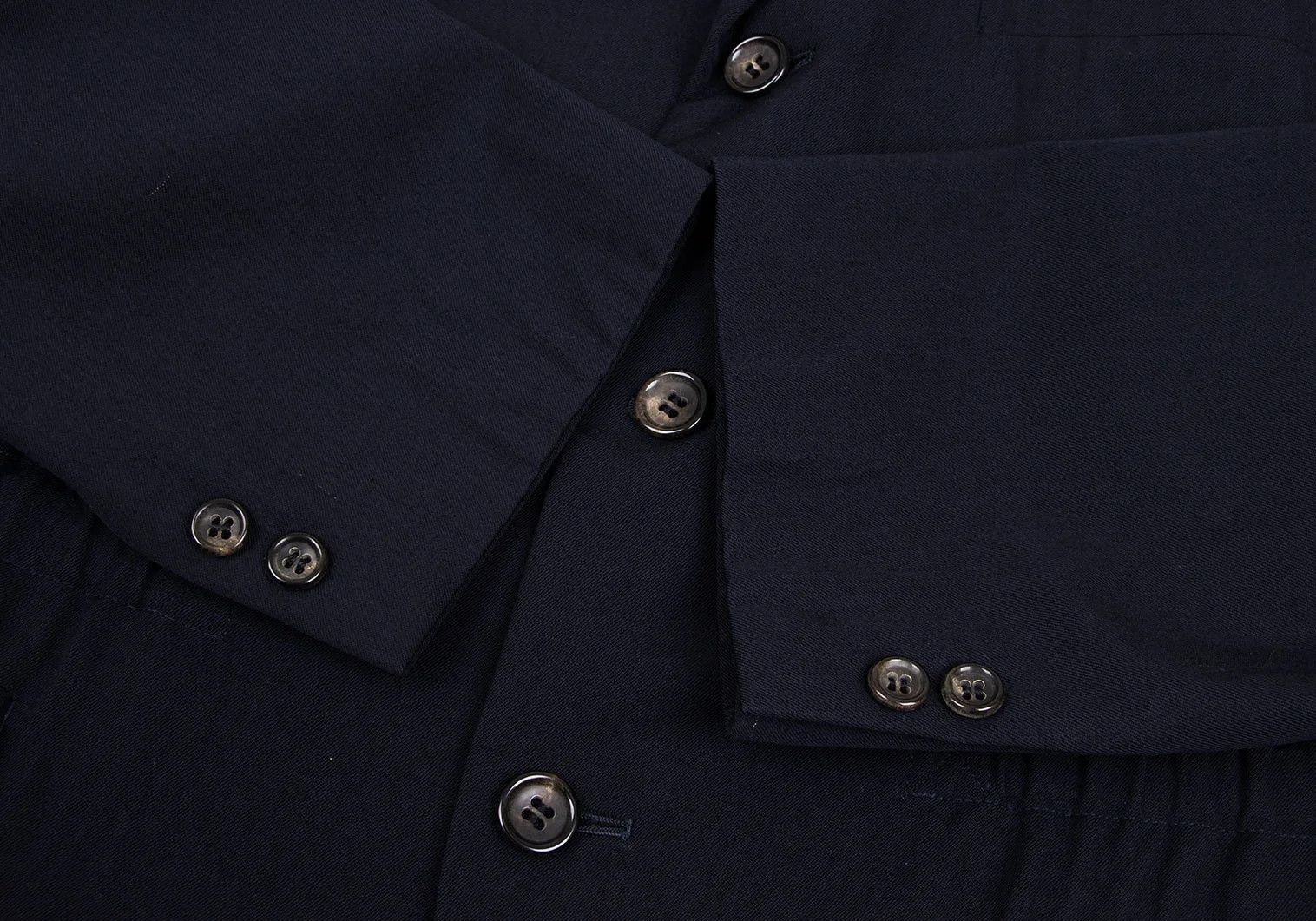 Comme des Garcons Homme Plus Wool Gabardine Gathered Jacket in Navy M Size US M / EU 48-50 / 2 - 7 Thumbnail