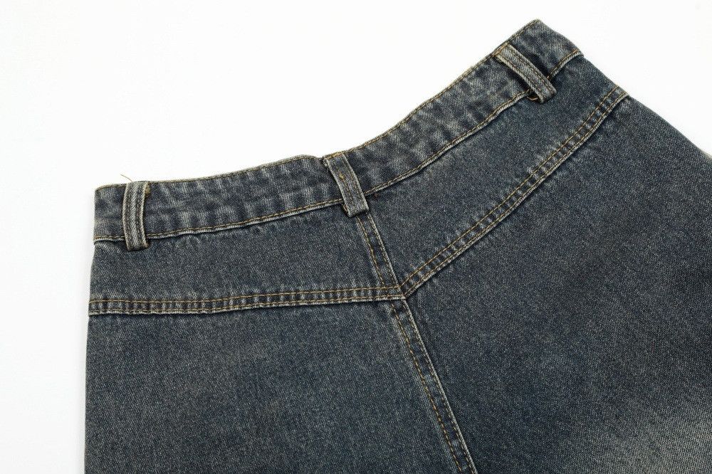 Vintage Punk distressed men's loose ripped workwear denim shorts Size US 32 / EU 48 - 6 Thumbnail