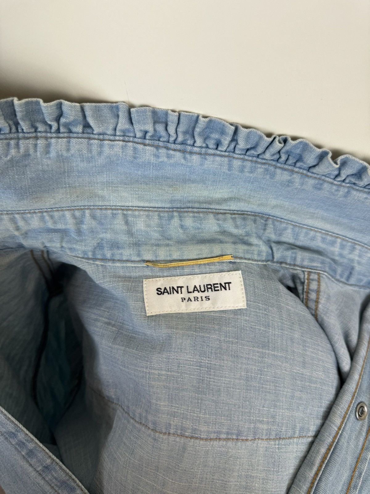 Saint Laurent Paris SAINT LAURENT Denim Light Blue Button Shirt Western Cowboy Size XS / US 0-2 / IT 36-38 - 18 Thumbnail