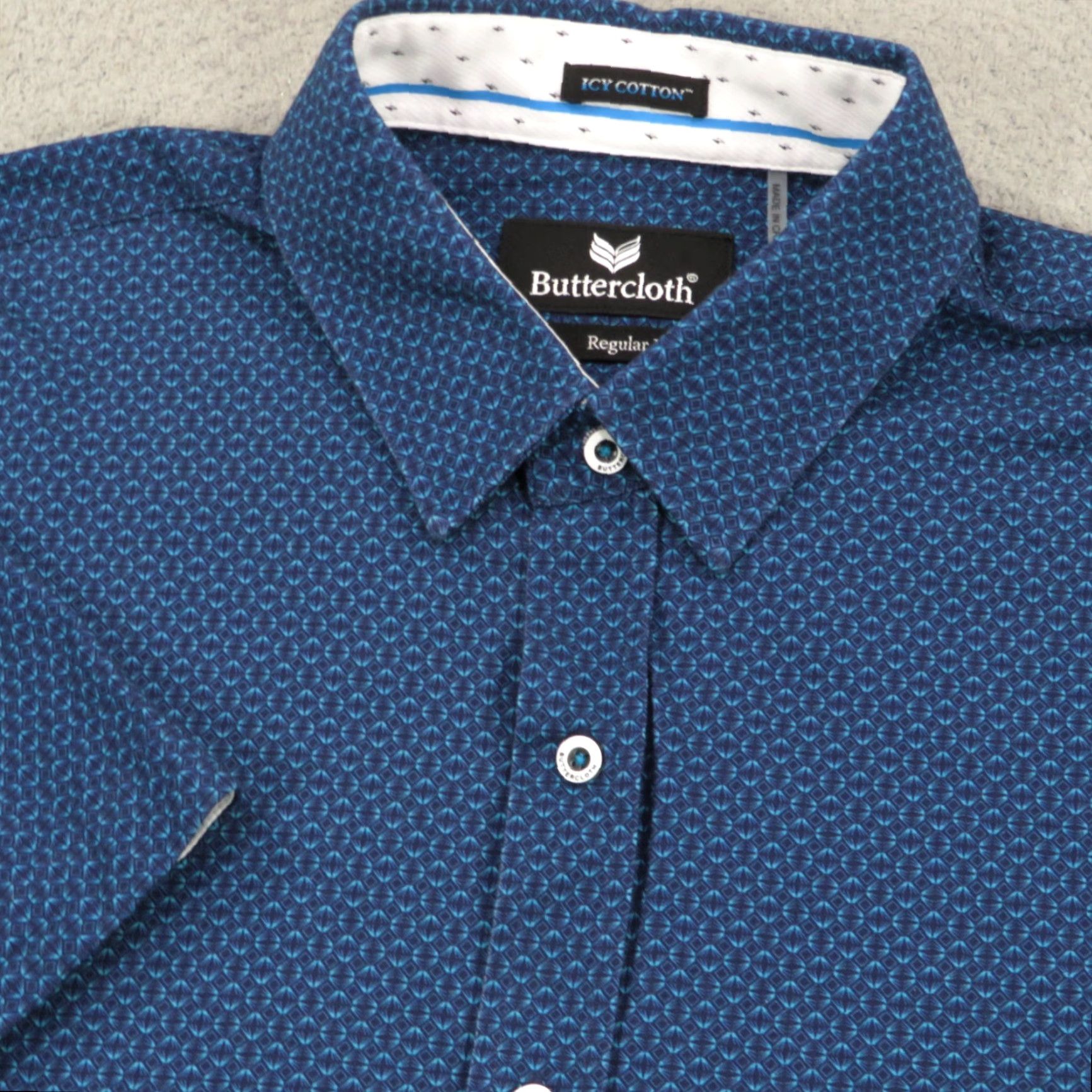 Buttero VINTAGE Buttercloth Shirt XL Mens Icy Cotton Blue Short Sleeve Button Up Butter Cloth Size US XL / EU 56 / 4 - 2 Thumbnail