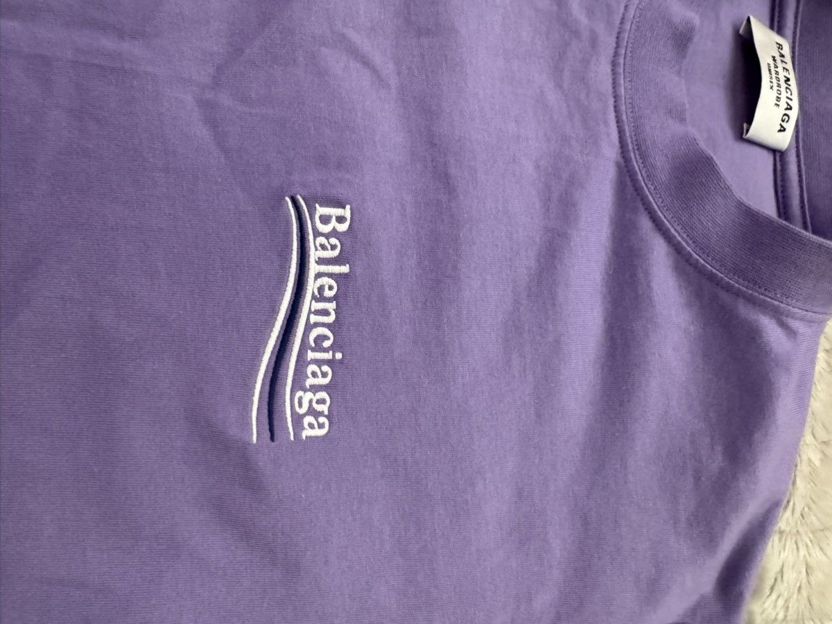 Balenciaga Purple Balenciaga Political Campaign Logo Print T-Shirt Size XL / US 12-14 / IT 48-50 - 2 Thumbnail