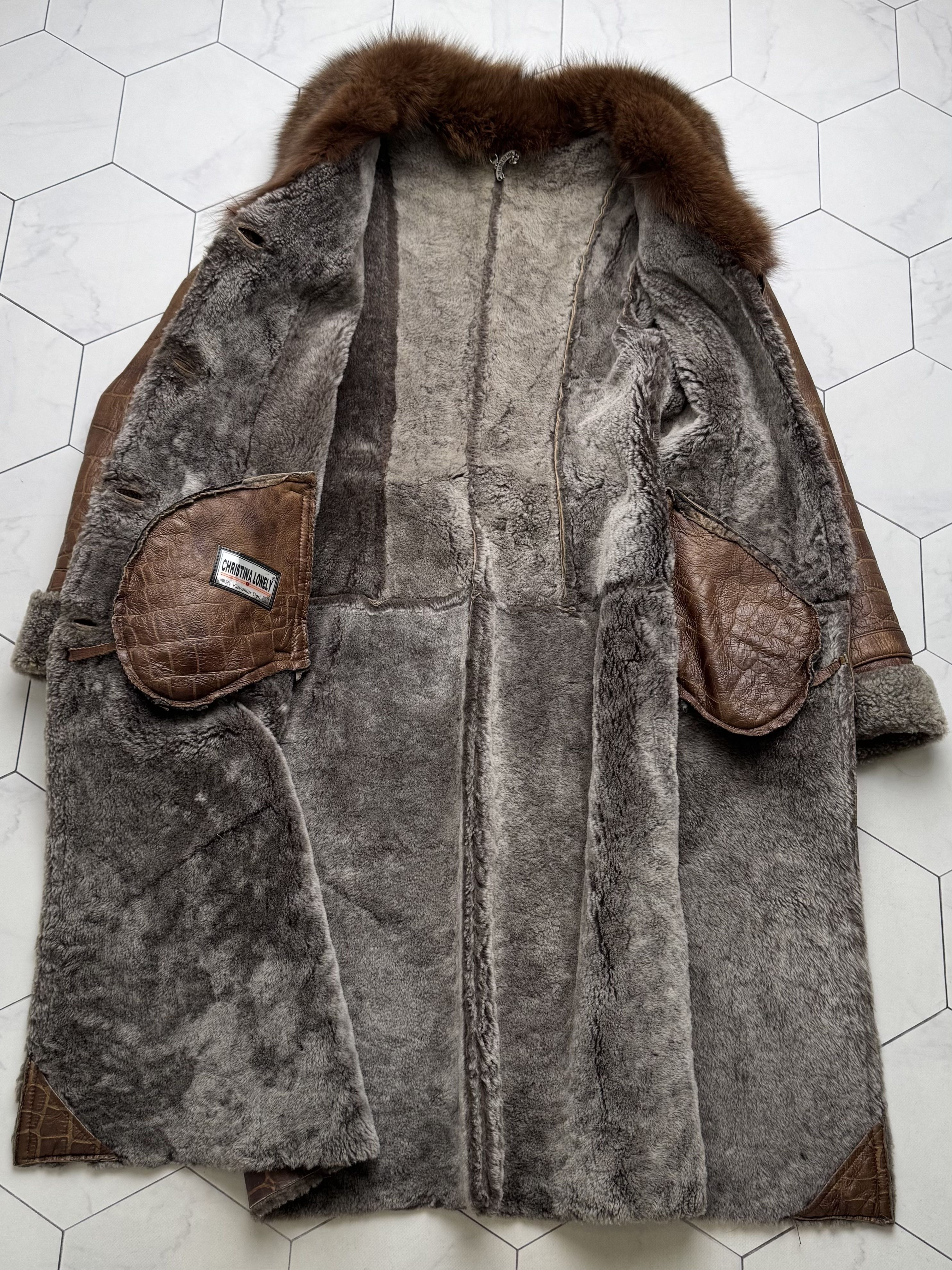 Japanese Brand Vintage Real Sheepskin Coat With Belt (B550)E2D15 Size L / US 10 / IT 46 - 6 Thumbnail