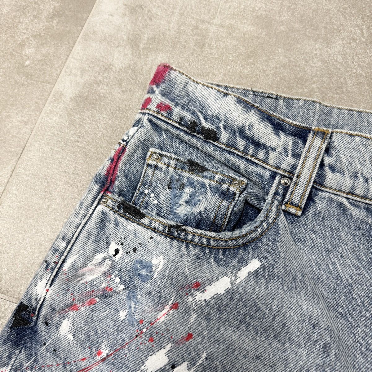 Amiri Amiri Straight Leg Paint Splatter Jean Blue & Multi RRP £790 Size US 30 / EU 46 - 5 Thumbnail