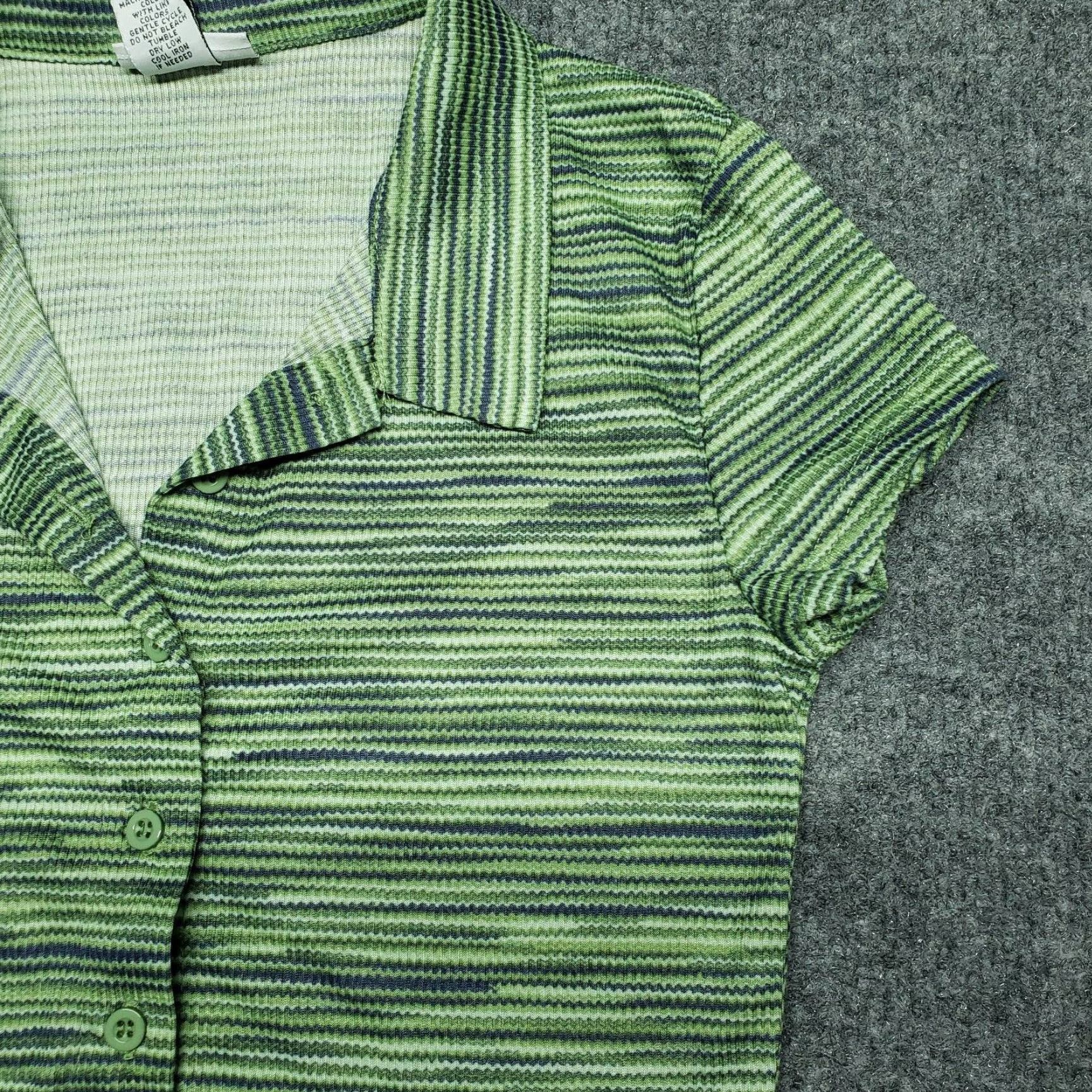 Vintage Rue21 Shirt Top Womens XS Green Space Dye Stretch Button Up Collared New Size XS / US 0-2 / IT 36-38 - 5 Thumbnail