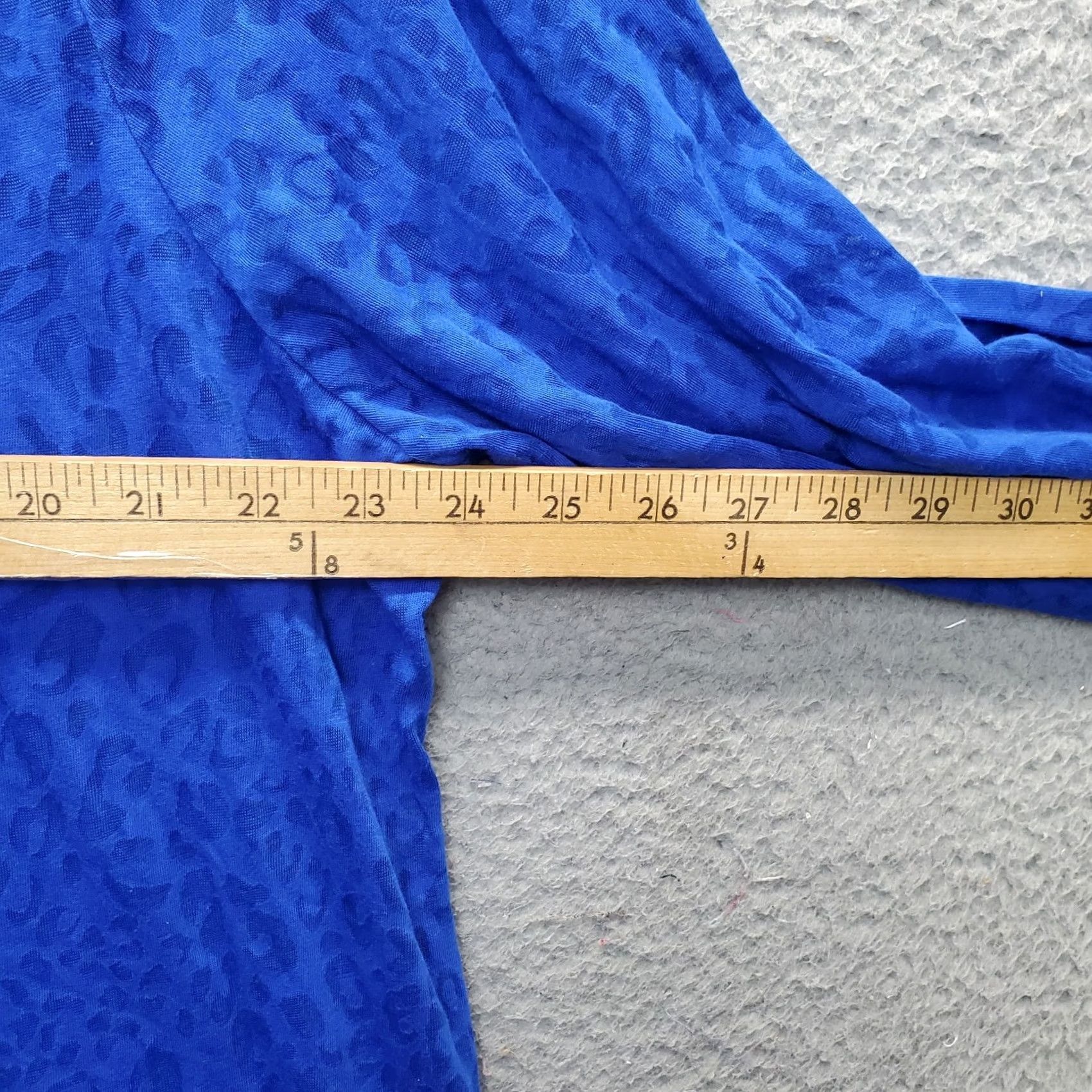 Vintage Lane Bryant Top Womens 26 Blue Tunic Leopard Print Sheer Long Sleeve Neck Size 4XL / US 24-26 - 6 Thumbnail