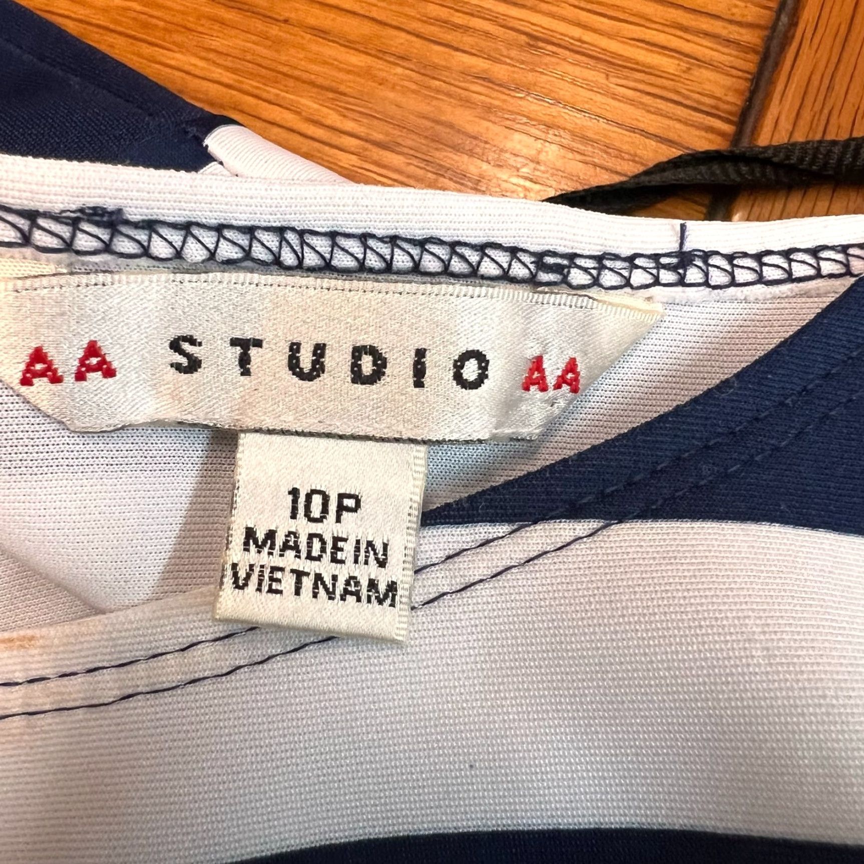Vintage VINTAGE AA Studio Knit Dress Womens Size 10P Blue White Striped Pockets Size L / US 10 / IT 46 - 5 Thumbnail