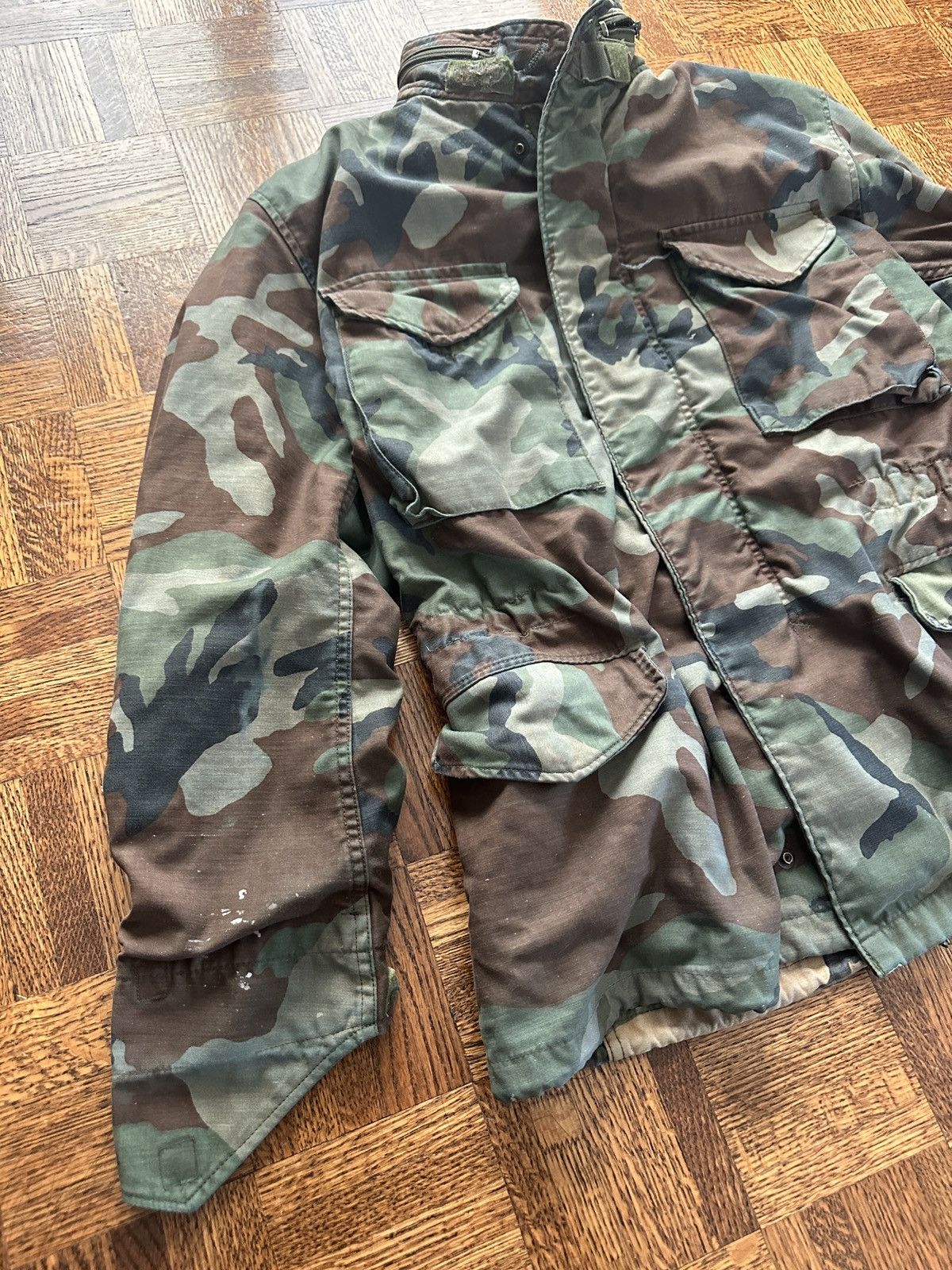 Vintage Vintage 80s Military Cold Weather Camo Field Jacket Coat Size US S / EU 44-46 / 1 - 4 Thumbnail