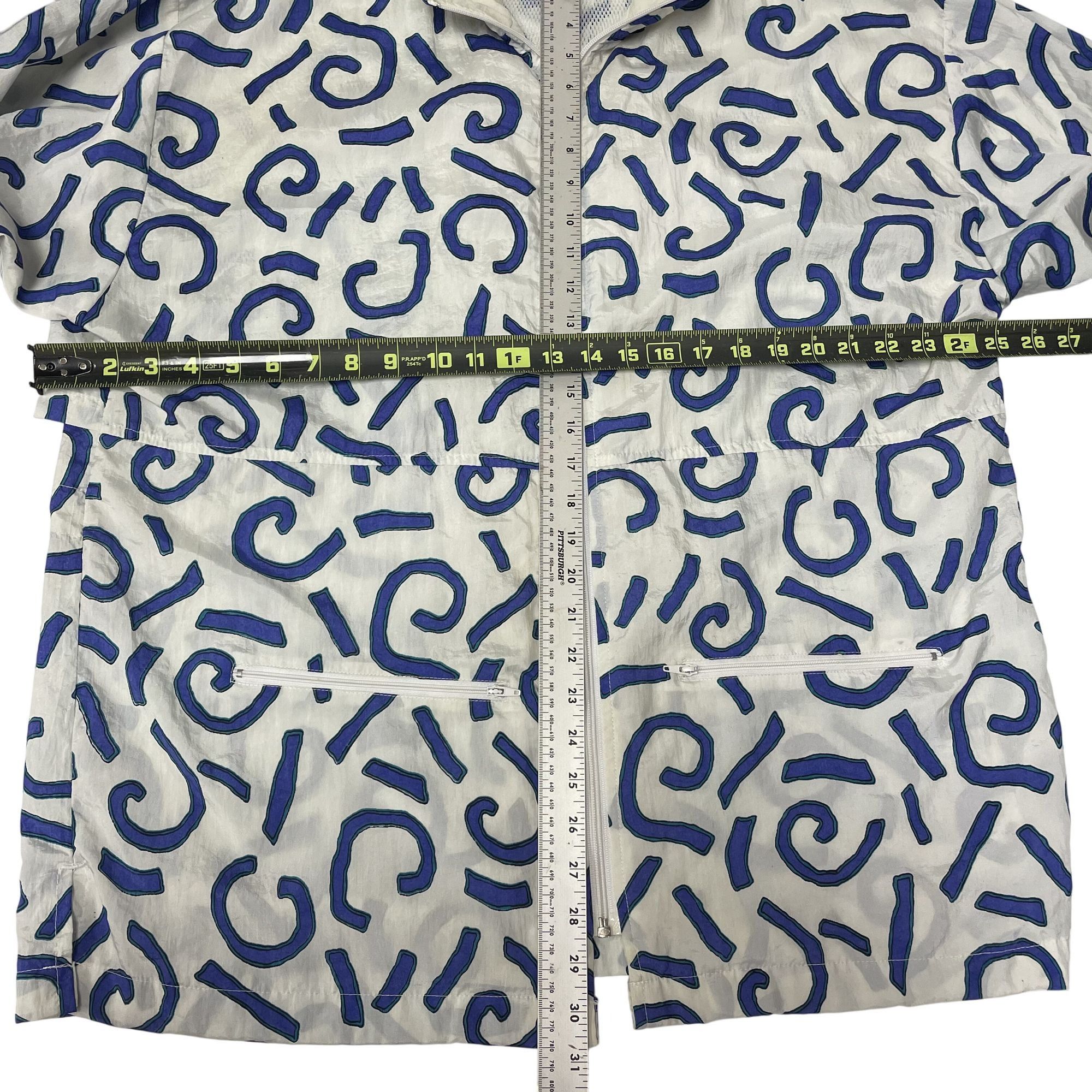 Reebok Vtg REEBOK White PURPLE Abstract NYLON Windbreaker Size L / US 10 / IT 46 - 9 Thumbnail